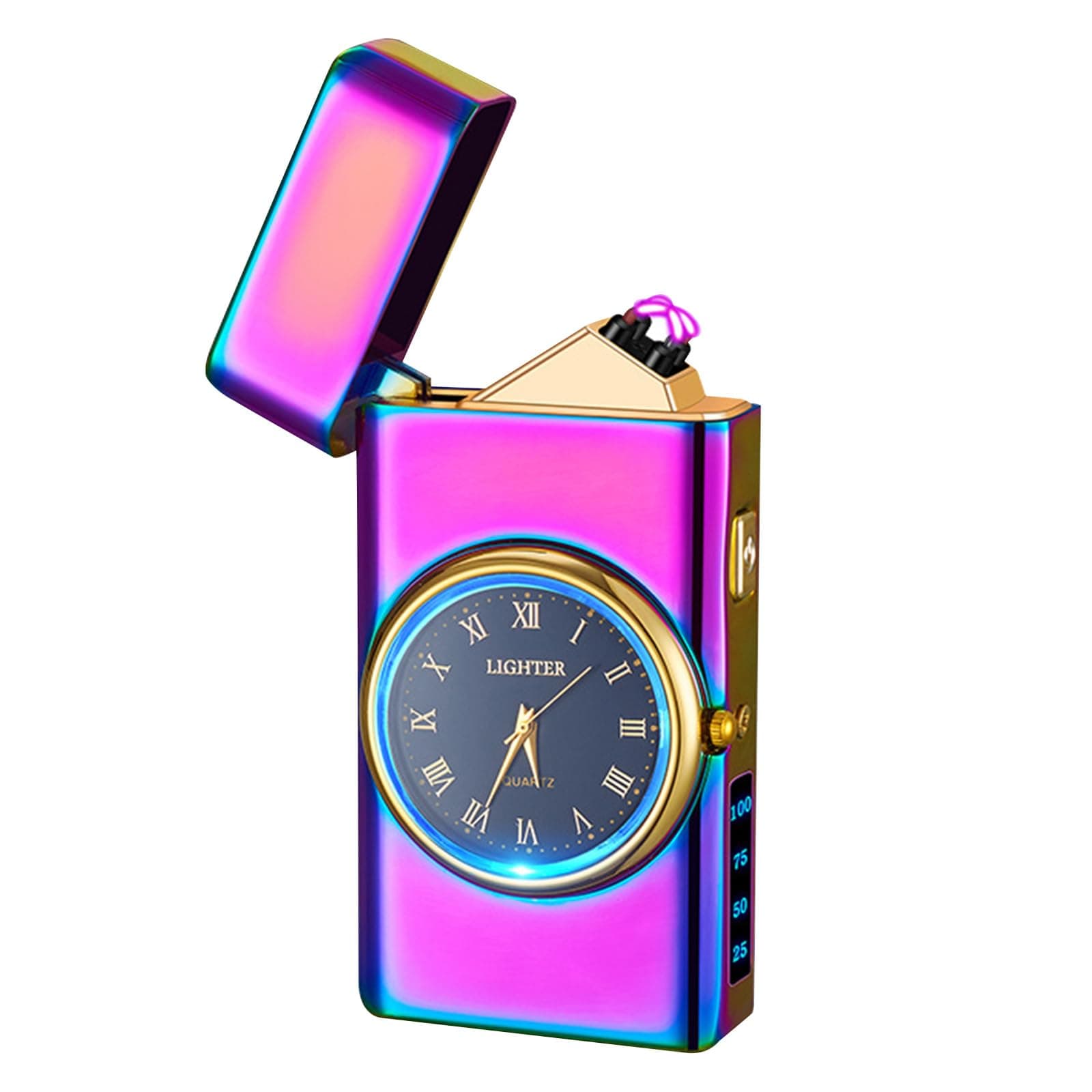 YOZWOO Plasma Lighter, USB Rechargeable, Electronic Lighter with Clock, Stylish, Eagle Totem, Dual Arc Lighter with LED Lighting, Flameless Windproof Electric Lighter, Color