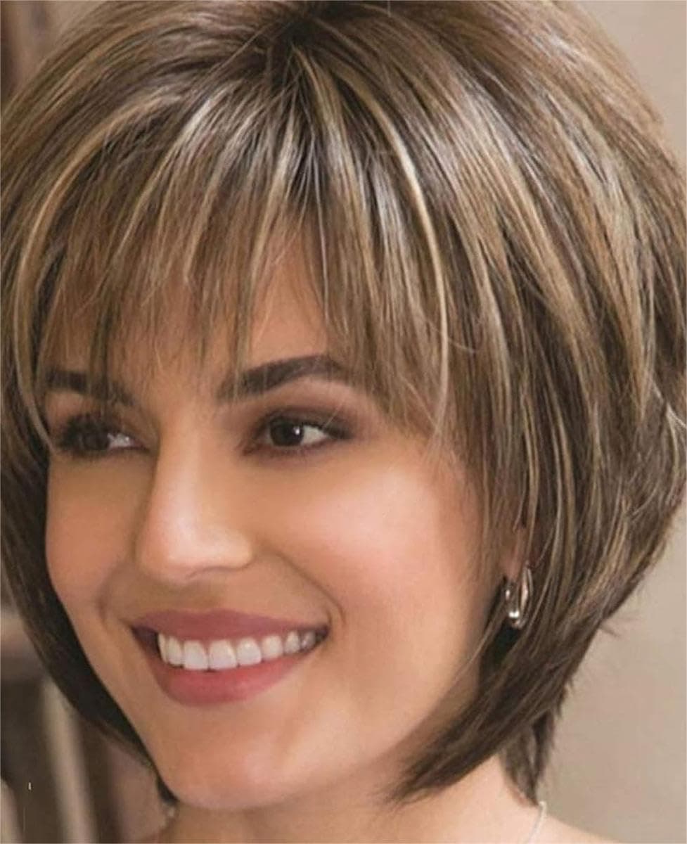 Triumph Human Hair Short Wig - Pixie Charming Style Bob Wig with Bangs, Natural Look Curly Hair for White Women