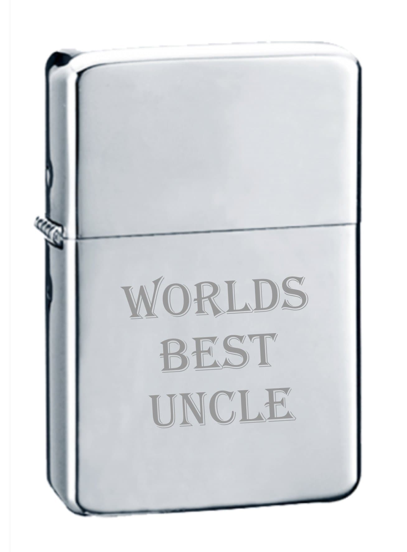 Uncle Engraved Polished Chrome Lighter No 83 can be personalised engraved free of charge