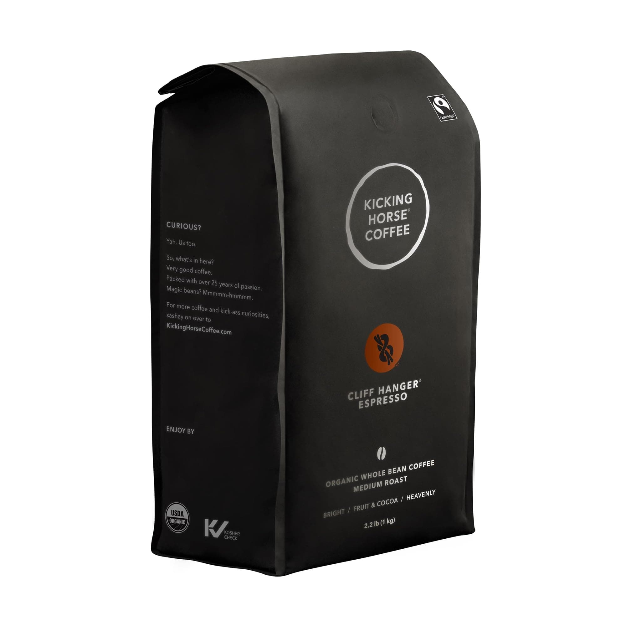 Coffee, Cliff Hanger Espresso, Medium Roast, Whole Bean, 2.2 Pound - Certified Organic, Fairtrade, 35.2 Ounce