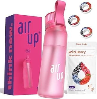 water bottle (22oz) Hot Pink + 3 Wild Berry air up pods | Sugar free air up flavor pods & Water bottles with straw | Flavored water bottle