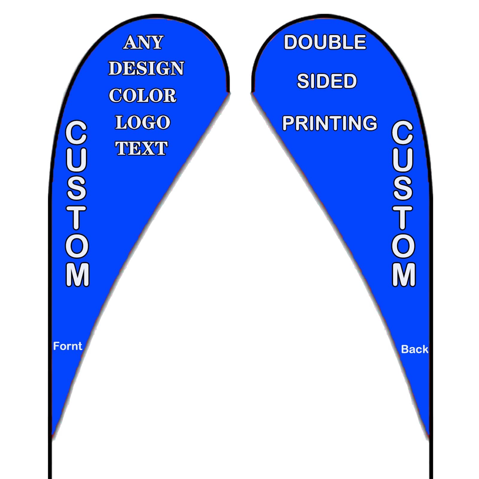 Custom Feather Flags, Personalized Double Sided Feather Flag Banner for Business Outside Advertising, Customized Your Own Logo Text Design (Teardrop Flag Only, 70×170cm/2.3×5.6FT)