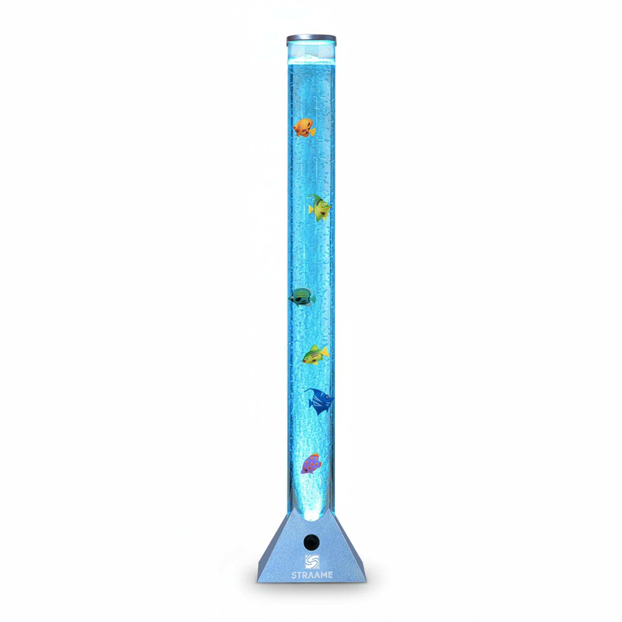 Straame 90cm Colour Changing LED Light Bubble Fish Mood Lamp with Colourful Artificial Tropical Fishes, Sensory Relaxing Atmosphere Mood Light (90 cm, Blue)