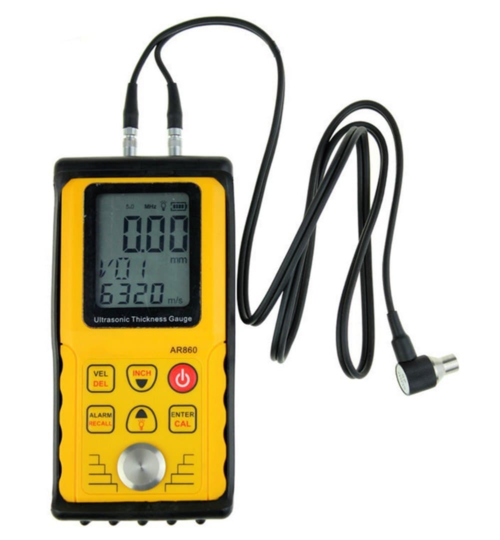 Digital Ultrasonic Thickness Meter with Corrosion Probe,Range 0.039" – 11.811" / 1.00 – 300.0 mm,Inch/Mm Units AR860(Steel)