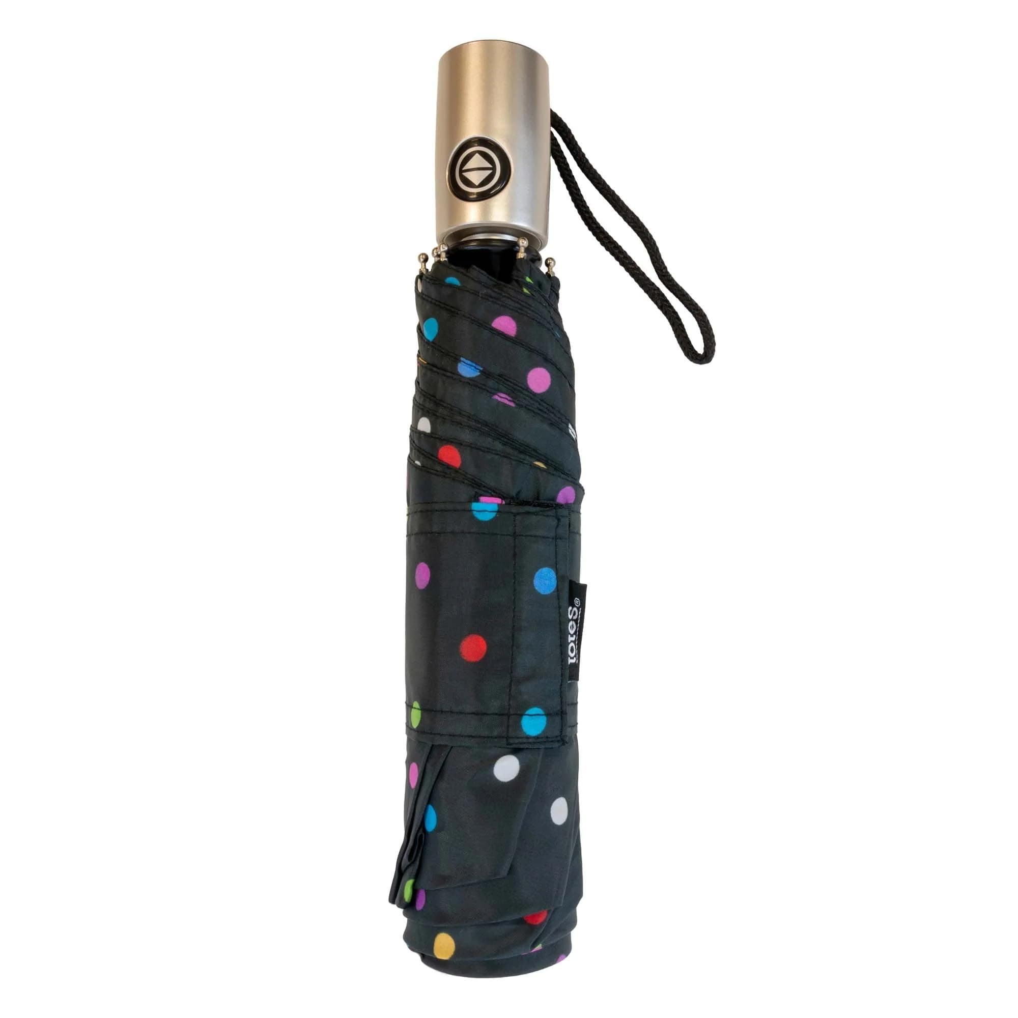 NeverWet technology, Auto Open Auto Close, Colorful dots on Black 43" arc Umbrella,, Medium