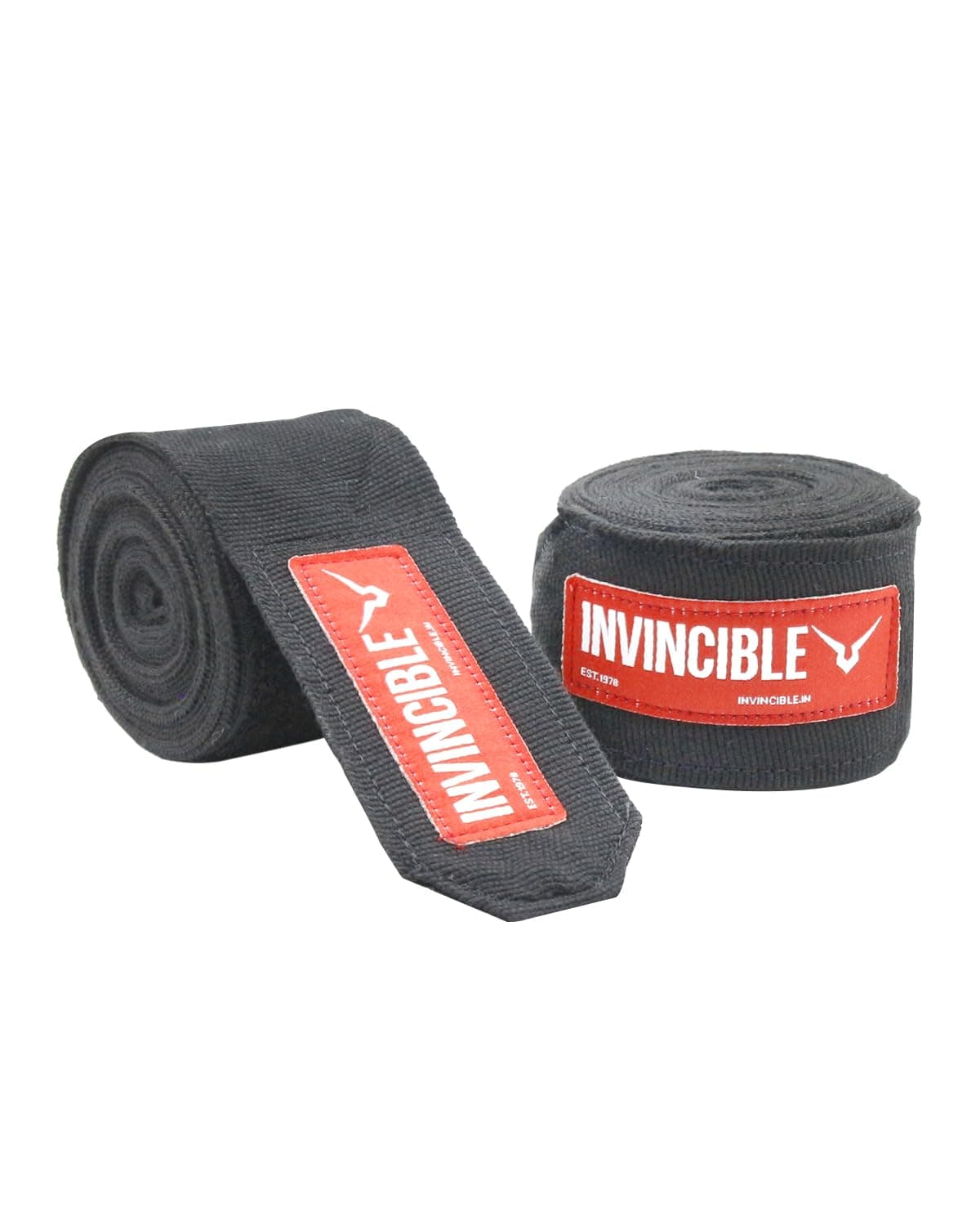 INVINCIBLE Mexican Style Semi-Stretch Nylon Hand Wraps (Black, 4.5 Meter)