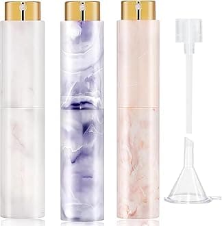 Vitog Refillable Travel Perfume Atomizer - Mini Spray Bottles with Marble Texture, Portable Cologne Dispenser for Women Men, Leak-Proof Empty Fragrance Decant Container for Travel and Daily Use 3PCS