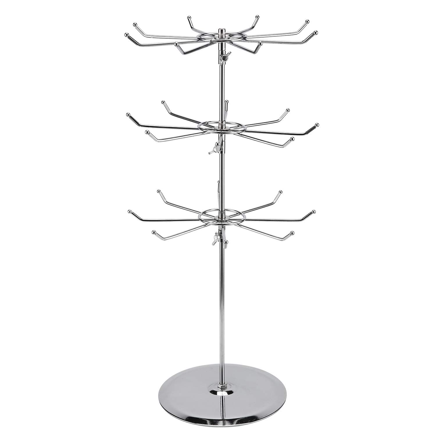 Polmart Medium Duty Tier Heights Adjustable Countertop Spinner Display Stand (Silver, 3-Tier)