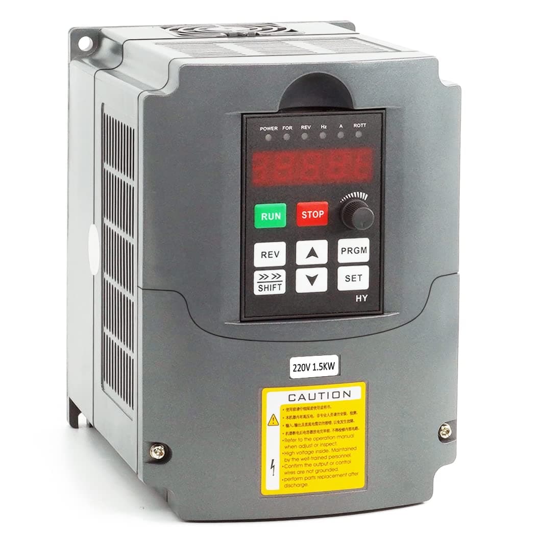 HY HUANYANG VFD Converter,Variable Frequency Drive,1 Phase to 3 Phase,220v Input/Ouput, for 3 Phase Motor/Spindle 0-400hz Speed Rotation (HY Series-220v 1.5kW 2HP Model)