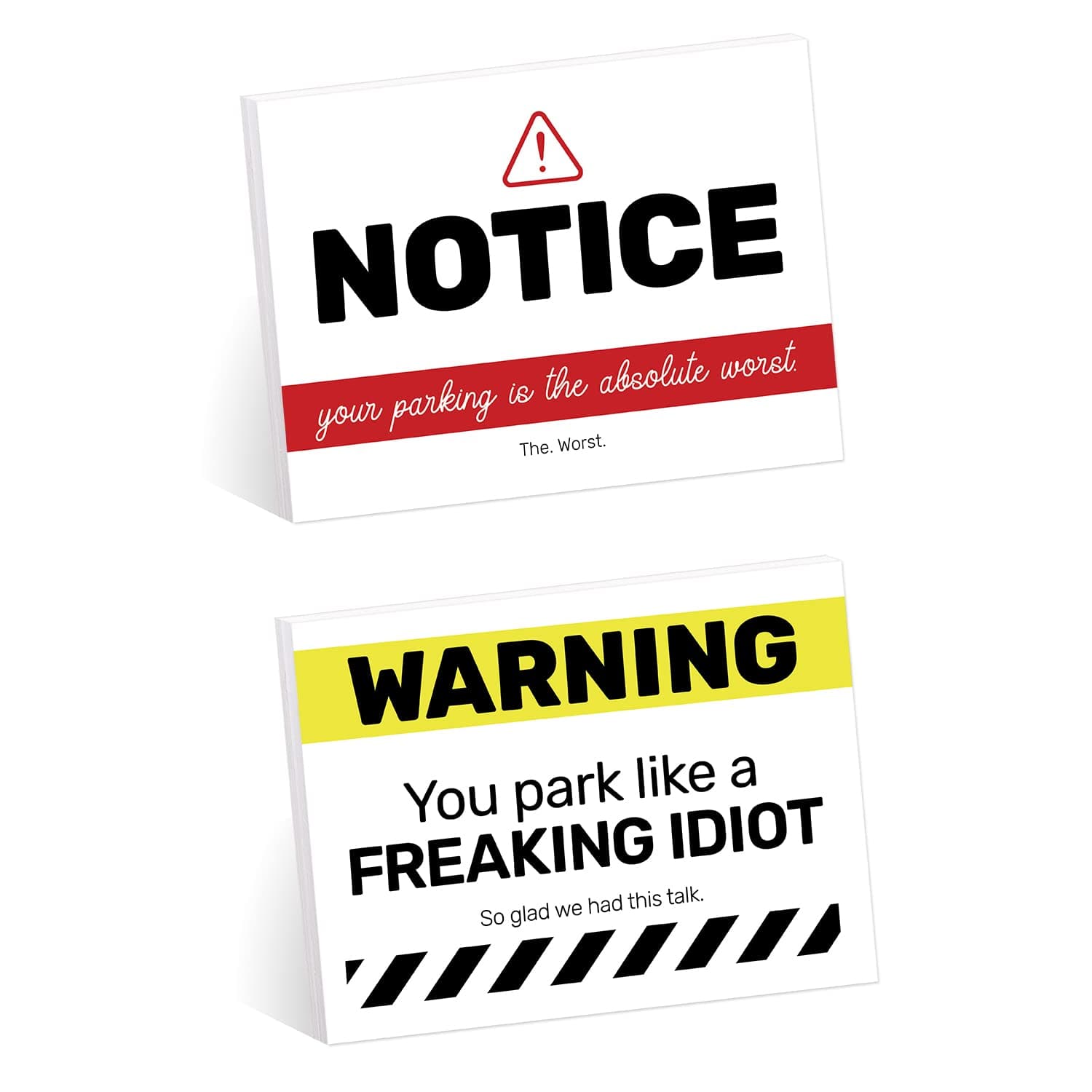 Gotcha Covered Notebooks You Park Like an Idiot Sticky Note Pads / 4" x 3" Repositionable Funny Bad Parking Notifications / Two Unique Designs / 50 Sheets Per Pad Set of 6 / Made in USA