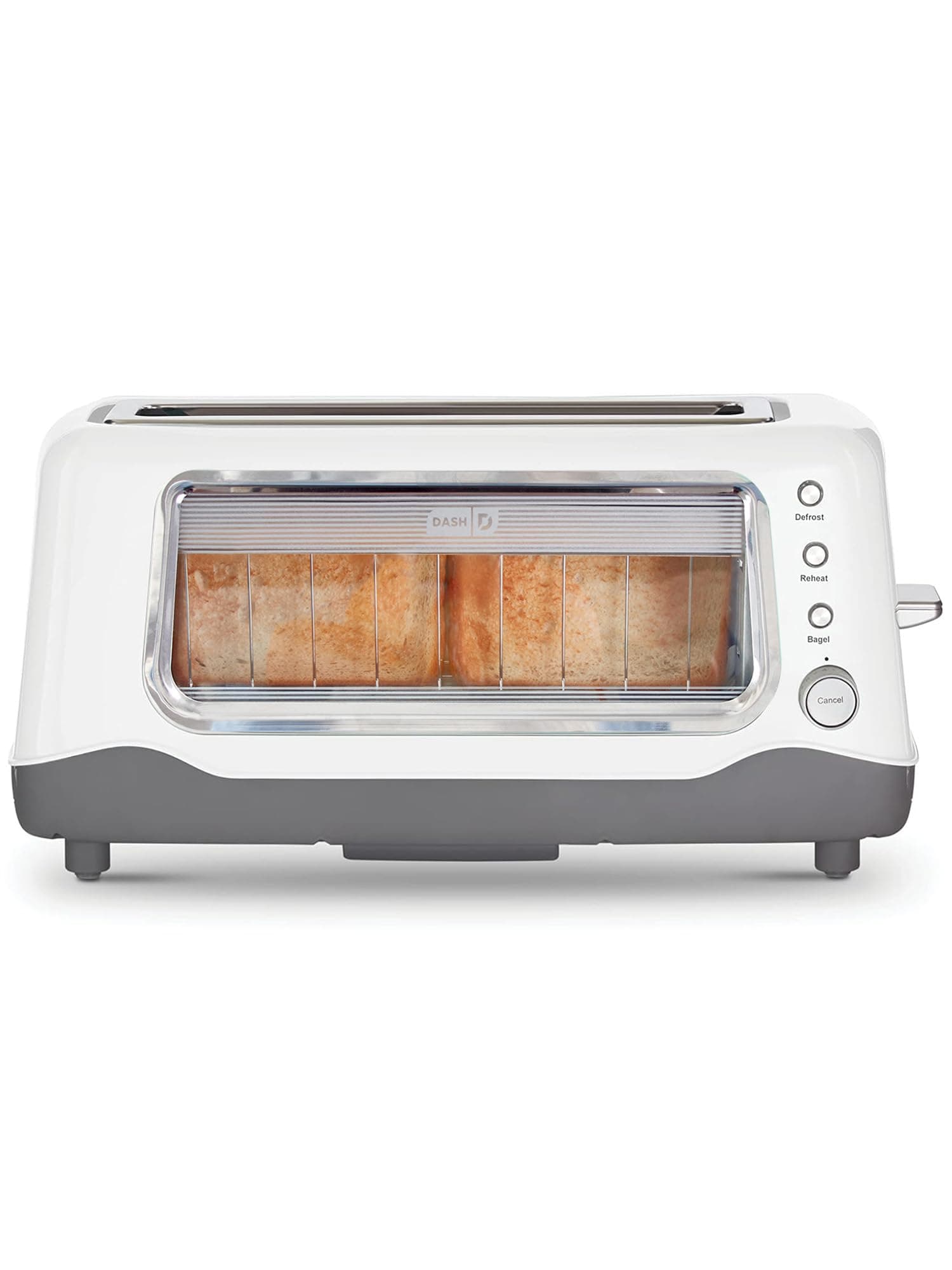 Clear View Toaster - Features Large Window & Extra-Wide Slots - Auto-Shut Off Feature - Bagel Functions, & Seven-Browning Levels - 1-Touch Defrost - White
