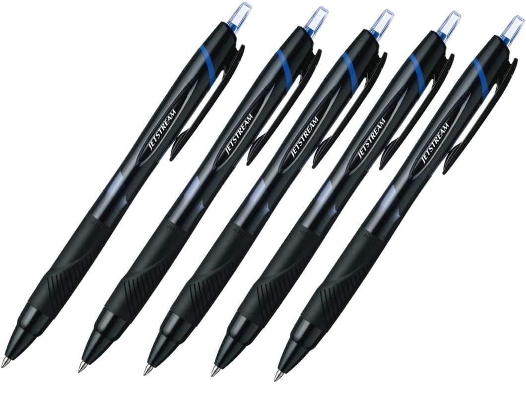 Jetstream Extra Fine Point Retractable Roller BallpointPens,-rubber Grip Type -0.7mm-Blue Ink-value Set of 5