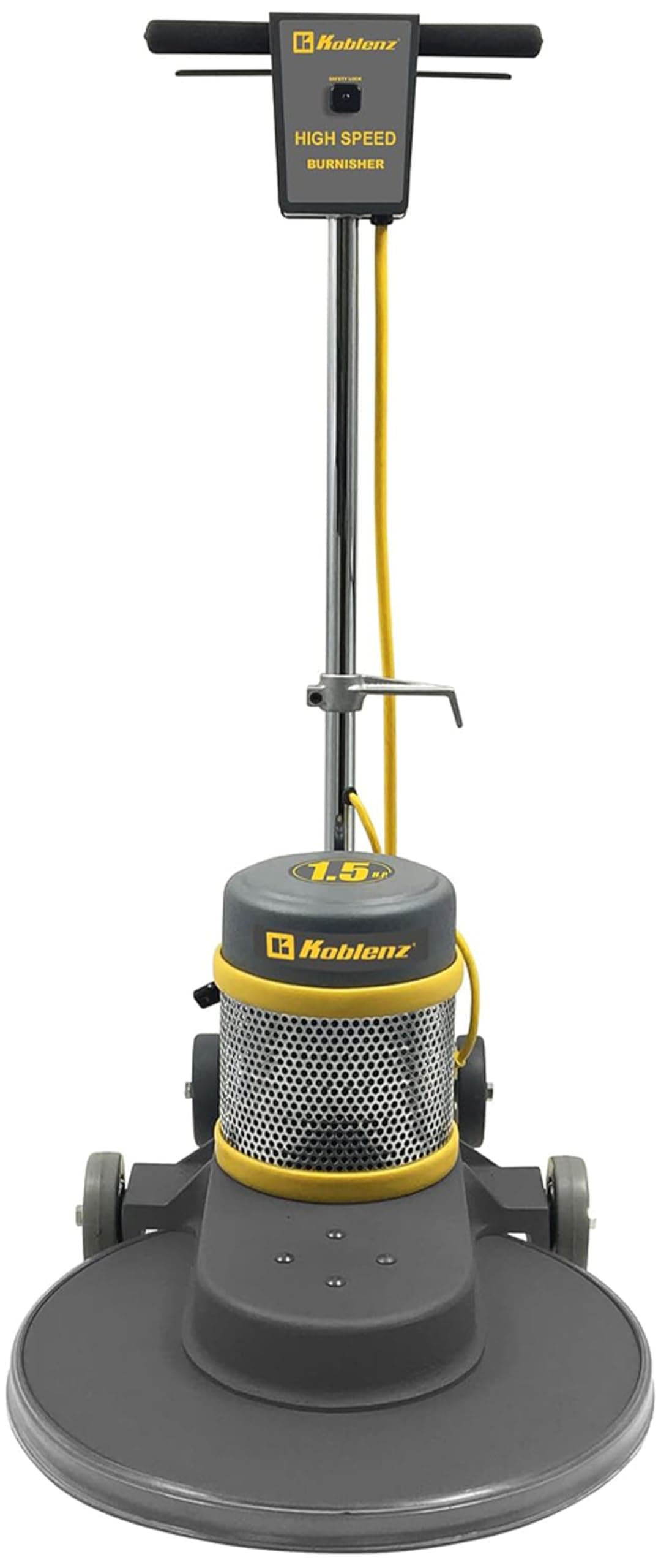 B-1500-P High Speed Floor Buffer, 1.5 HP Commercial Burnisher, 20 in Pad, 50 ft Cord, Polishing Machine, Cast Aluminum, Floor Buffer Machine, Non-Marking Wheels