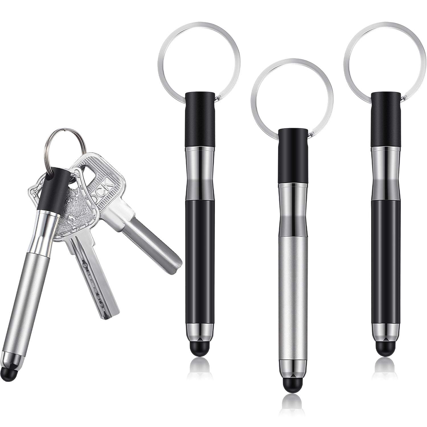 4 Pieces Mini Stylus Pen with Keyring Loop 3-in-1 Accessory Bullet Capacitive Keychain Stylus Tablet Pen Touchscreen Pen