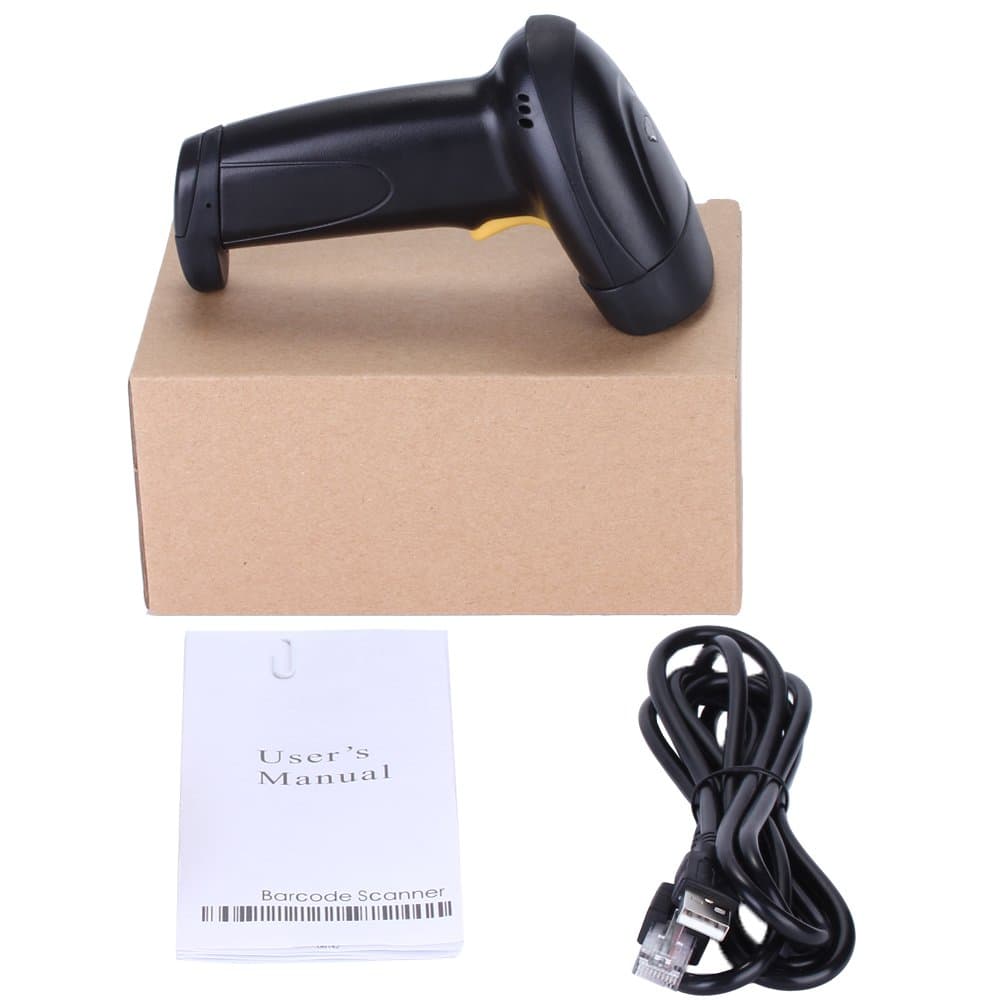 Barcode Scanner USB Wired Laser Scanning Gun High Speed Optical Laser Handheld Barcode Reader for 1D Code Compatible with POS PC Mac Windows Linux etc-(by WuiSing)