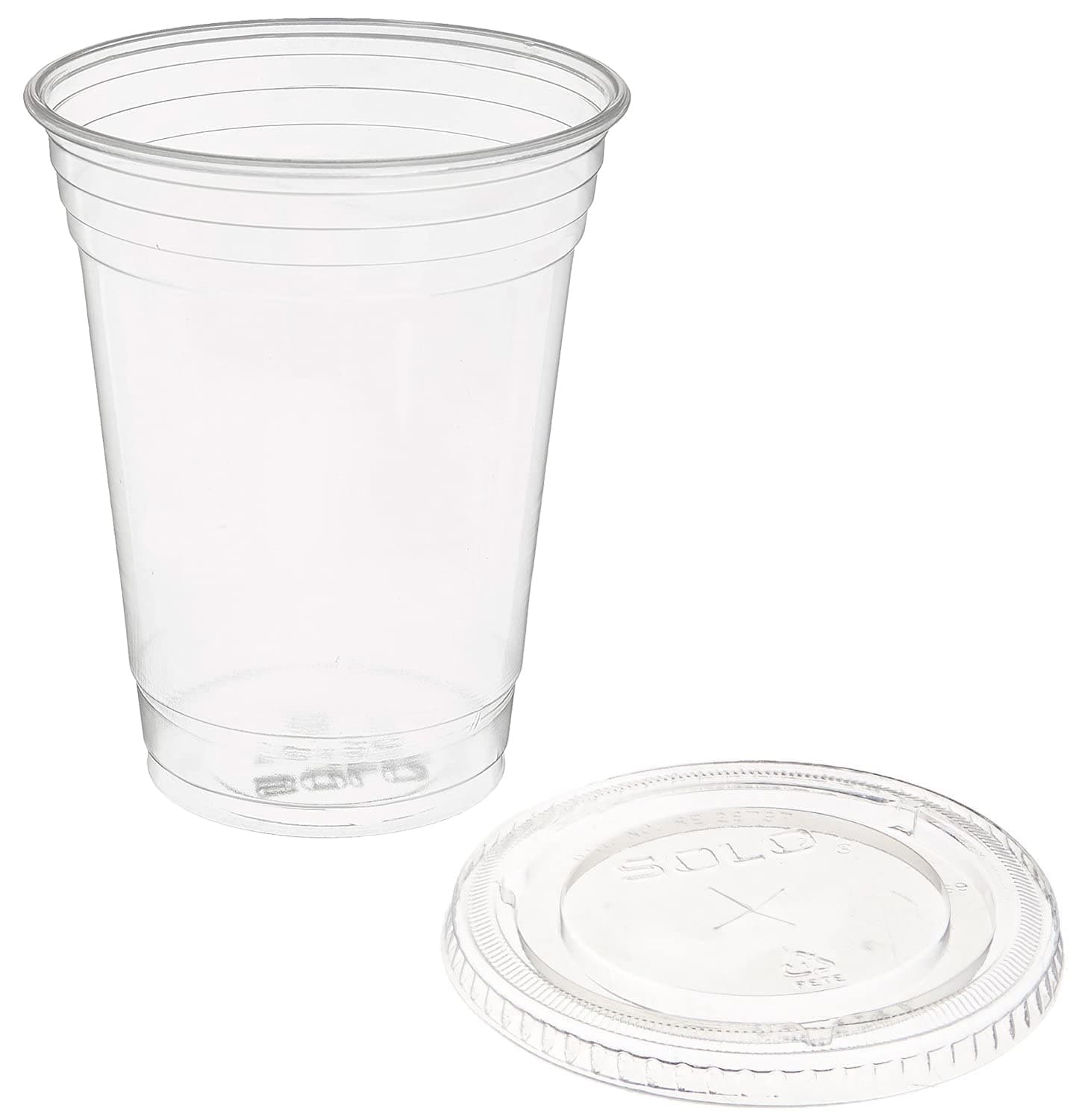 Clear Plastic Disposable Cups for Iced Coffee Bubble Boba Tea Smoothie, 16 oz, 50 Sets with Flat Lids