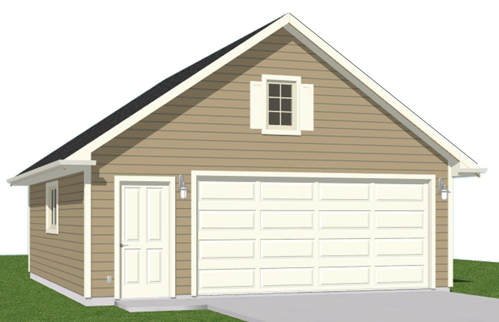 Garage Plans: 2 Car Garage with Attic Truss Plan 528-7 - 24' x 22' - Two car
