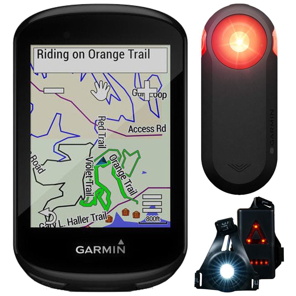 Garmin010-02061-00 Edge 830 GPS Cycling Computer Bundle with Varia RTL515 Cycling Rearview Radar and Tail Light + Deco Essentials Wearable Commuter Front and Rear Safety Light