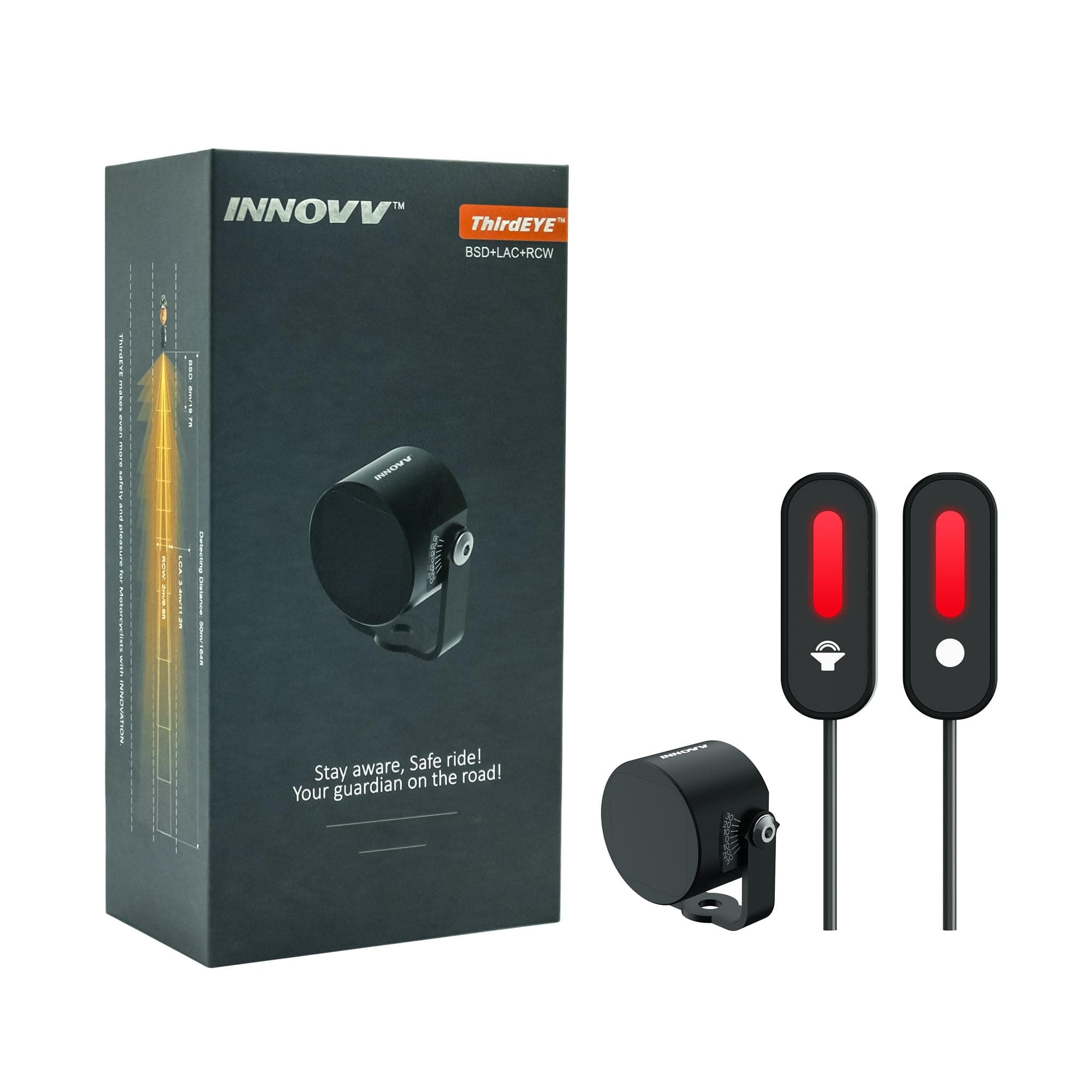 INNOVV ThirdEYE Motorcycle Blind Spot System with Voice and Indicators Alert, Waterproof Moto Assistant System, Detect Hazards from Side & Rear Line for Motorcycle/Bicycle/E-Bike(Mirror Version)