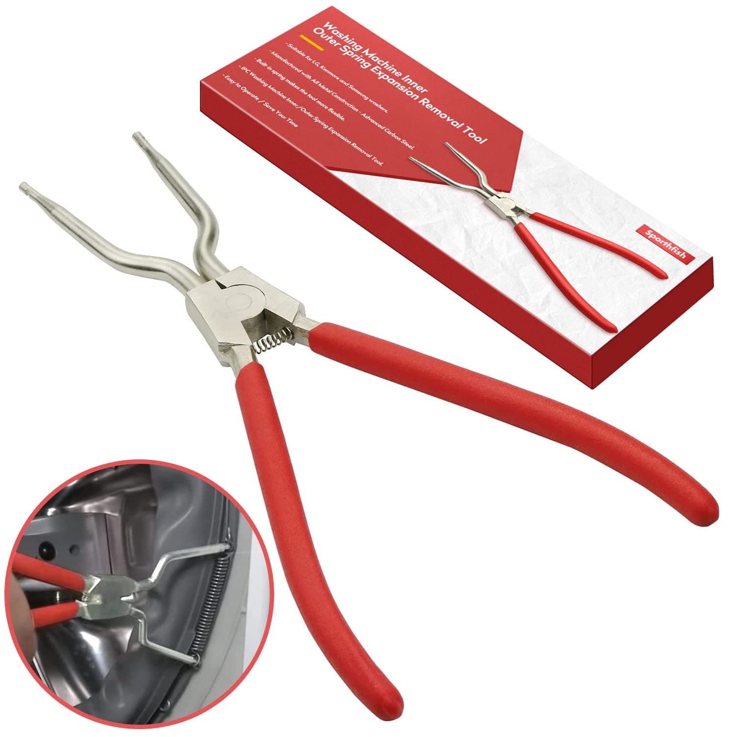 383EER4004A Washing Machine Inner/Outer Spring Expansion Removal Tool, Suitable for 4986ER0004F/B/G Door Boot,Suitable for LG and Samsung TJTSE-1 1268535, EA3569695, AH3569695,PS3569695-Red