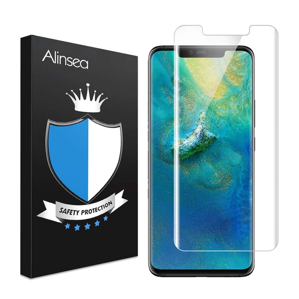 Alinsea Screen Protector for Huawei Mate 20 Pro 3D Tempered Glass [Full Adhesive] [Support Fingerprint Reading] [Lifetime Replacement Warranty][Case Friendly] for Huawei Mate 20 Pro-Newest Version