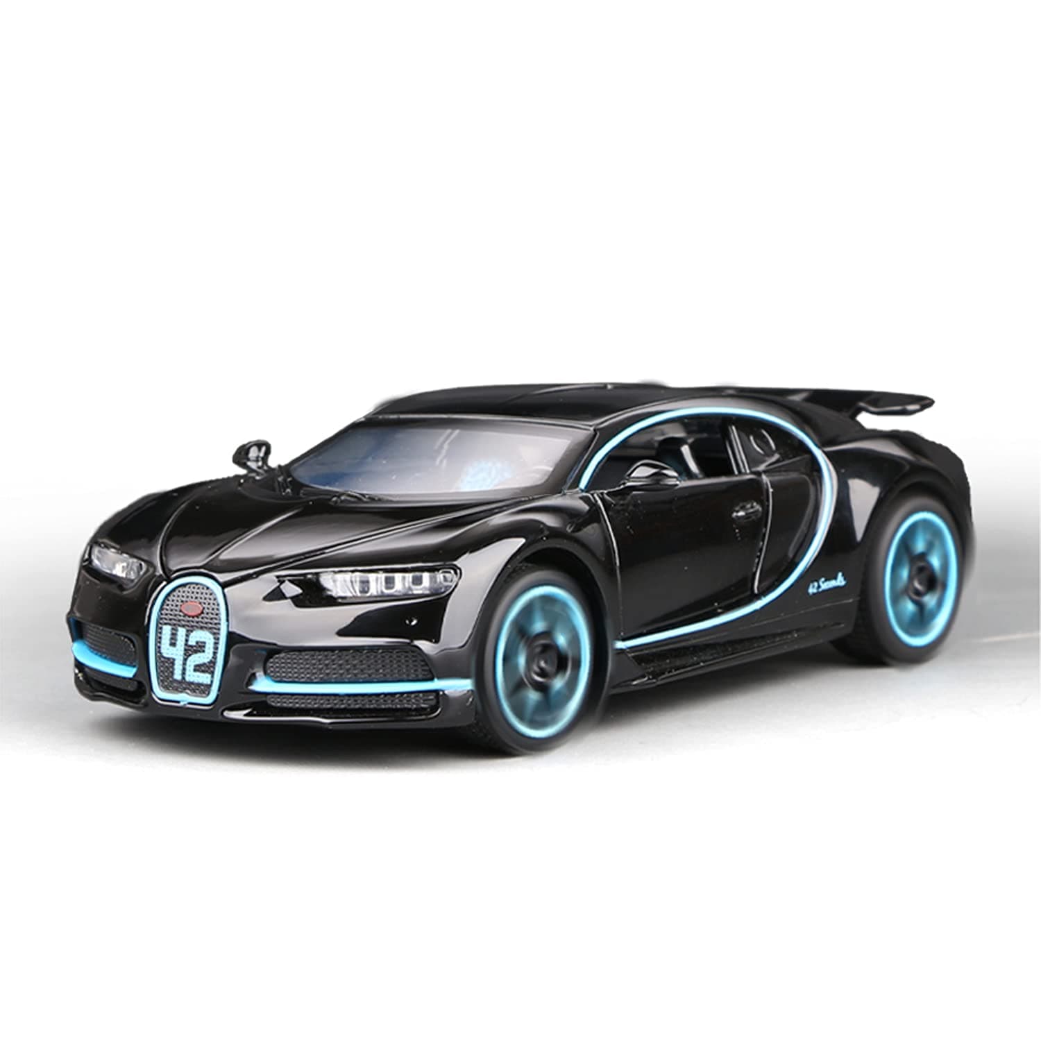 1:32 Bugatti Chiron zinc Alloy Pull Back Car Diecast Electronic Toys with Lights and Music,Decorative,Mini Vehicles Toys for Kids,Boyfriend,Young Peoples Gift（Black）
