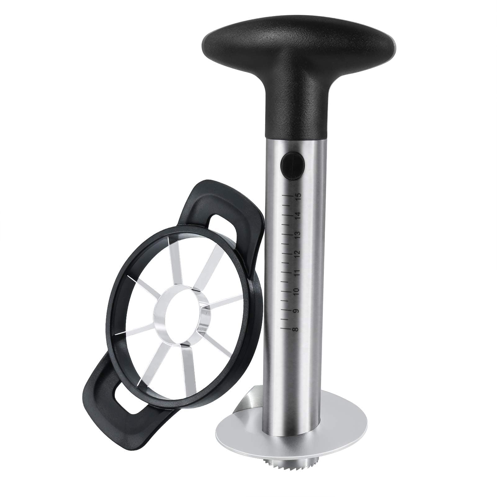 Newness Pineapple Corer and Slicer Tool, Robust Pineapple Core Remover with Upgraded Cutter & Reinforced Thicker Blade, Stainless Steel Kitchen Fruit Gadget for Diced Pineapple Rings (Black)