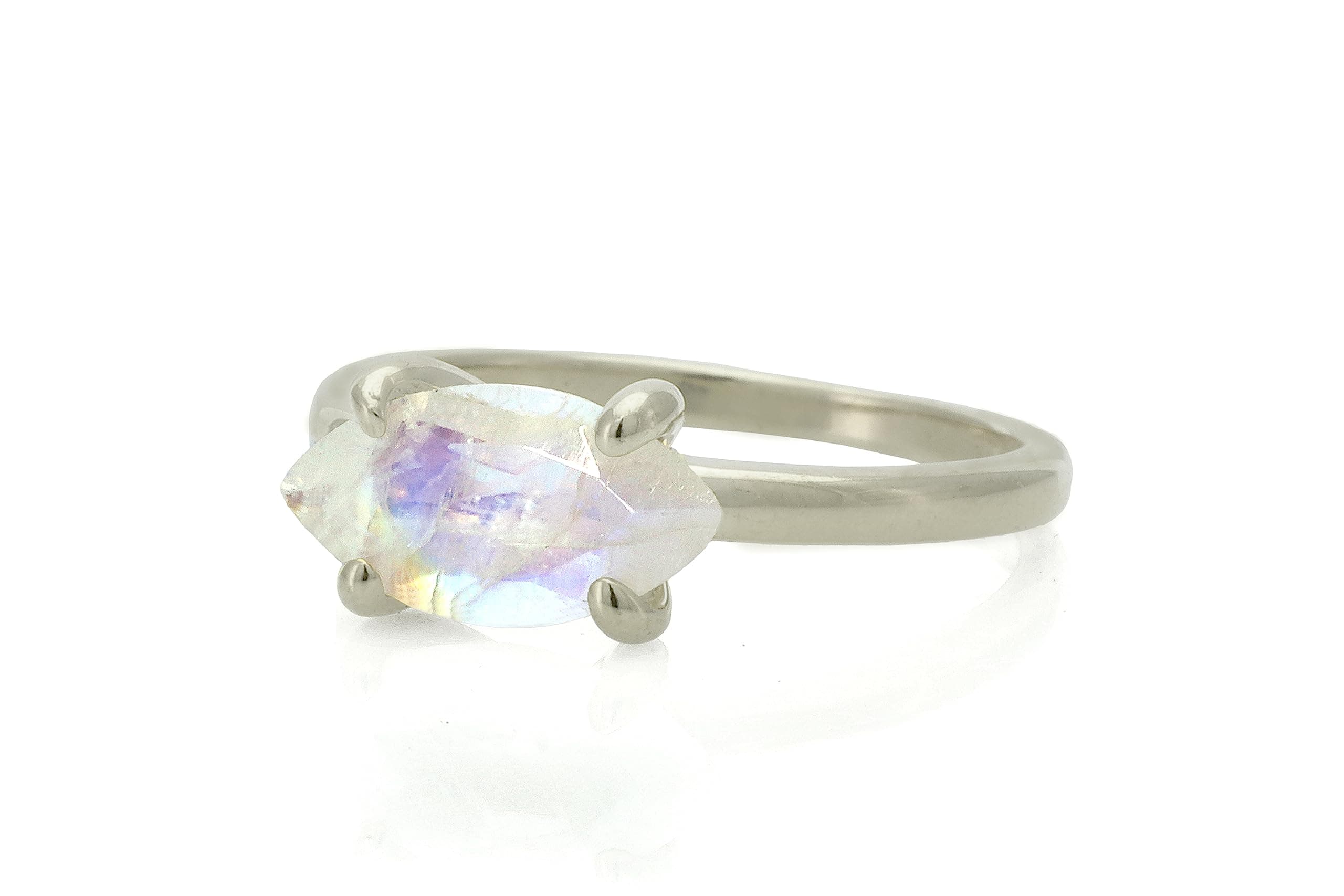 Anemone Dainty Moonstone Ring - Stackable Gemstone Rings, Everyday Rings, Promise Rings, Engagement Rings - Handmade Bohemian Jewelry for Women - Can Be Personalized