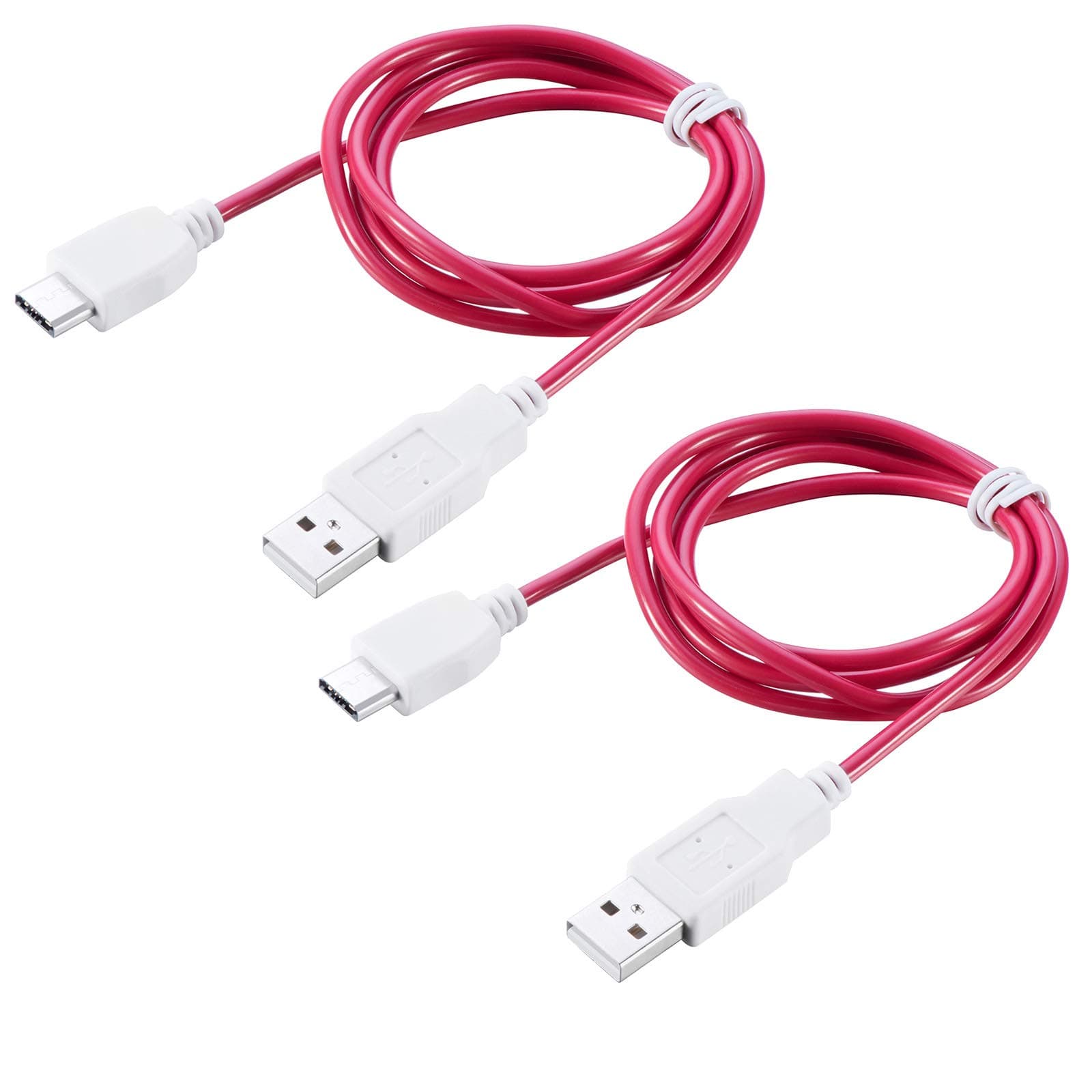 2-Pack Charging Cable for Nabi DreamTab, Jr., 2S, Elev-8, XD, Jr.S (Red)