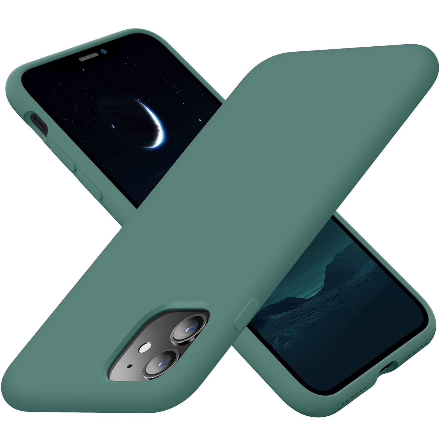 Cordking Designed for iPhone 11 Case, Silicone Ultra Slim Shockproof Phone Case with [Soft Anti-Scratch Microfiber Lining], 6.1 inch, Midnight Green
