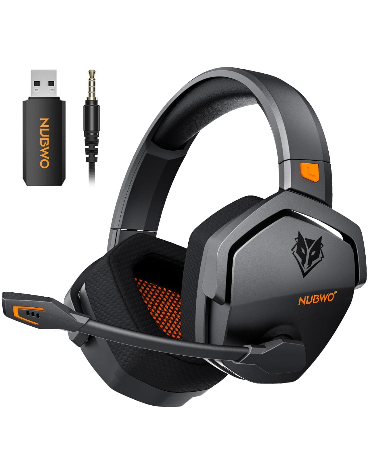 - NUBWO Wireless Gaming Headset with Mic for Ps5 Ps4 PC, Zero Interference, 100-Hour Battery All-Day Play, 23ms Sync​ for Fortnite & Call of Duty/FPS Gamers, Triple Mode All Devices Compatible - Orange