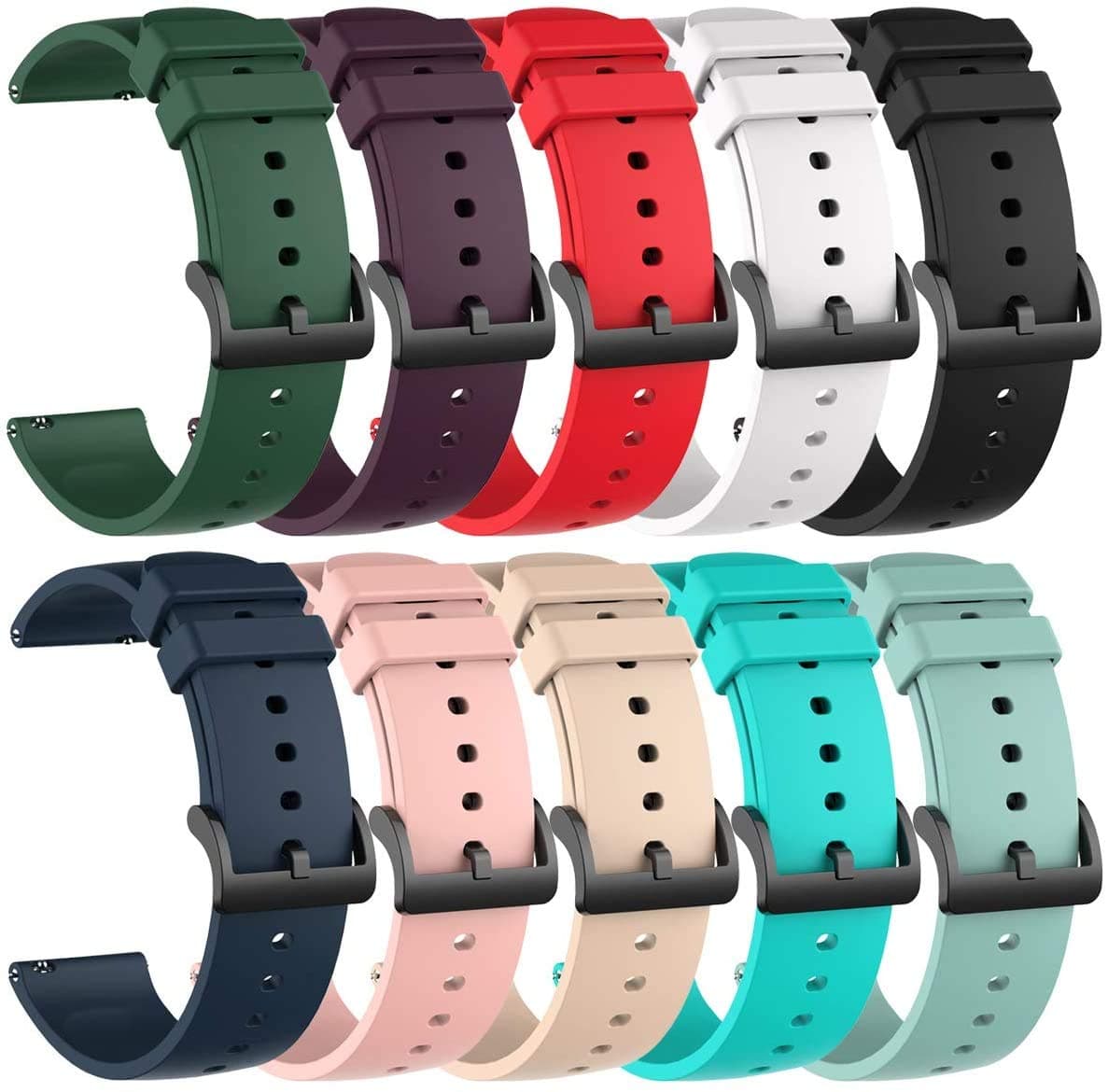 E ECSEM 10PACK Multicolor Bands for Joautrial G8/BYBUKCKR T45S/EGQINR P103/HASAKEI G53/Choiknbo K37 Watch Strap Adjustable Silicone Sport Replacement Wristbands Straps for Men Women