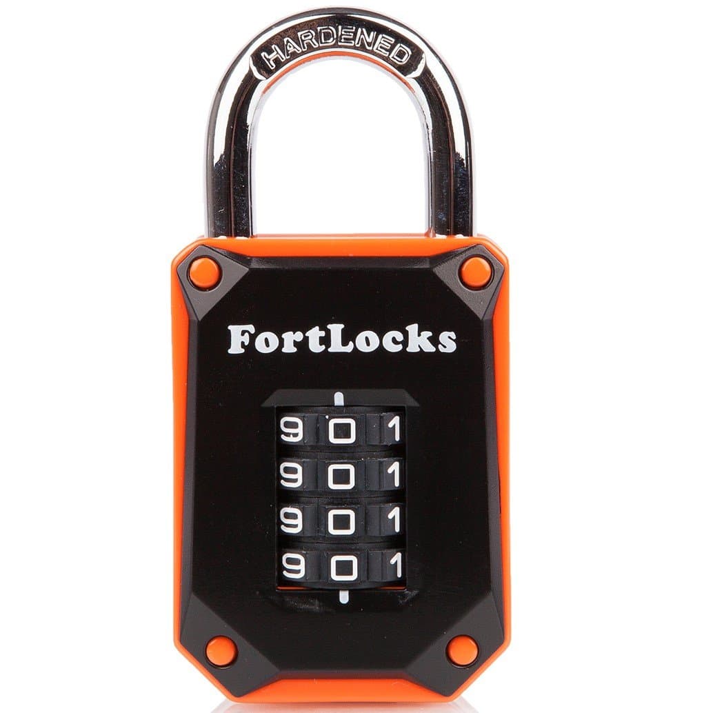 Fortlocks 4 Digit Combination Padlock, School Padlock, Fence, Storage Case, Toolbox, Shed, Resettable (Pack of 1 and 2)