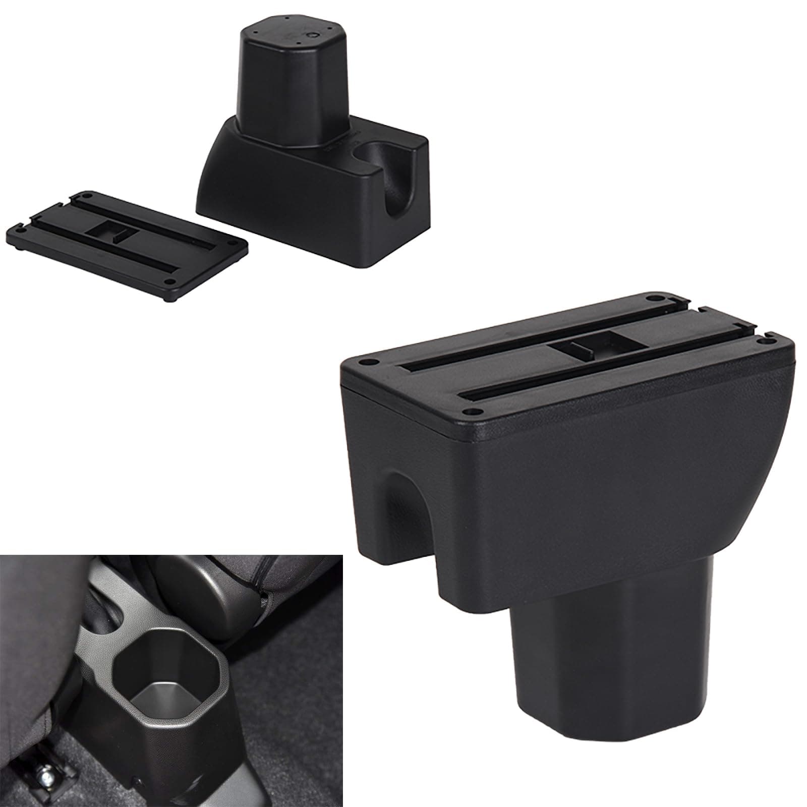 Armrest Compatible with Suzuki Ignis 2017-2025 Center Console Organizer Box Double Door Style Usable for Elbow Support （Black Style）
