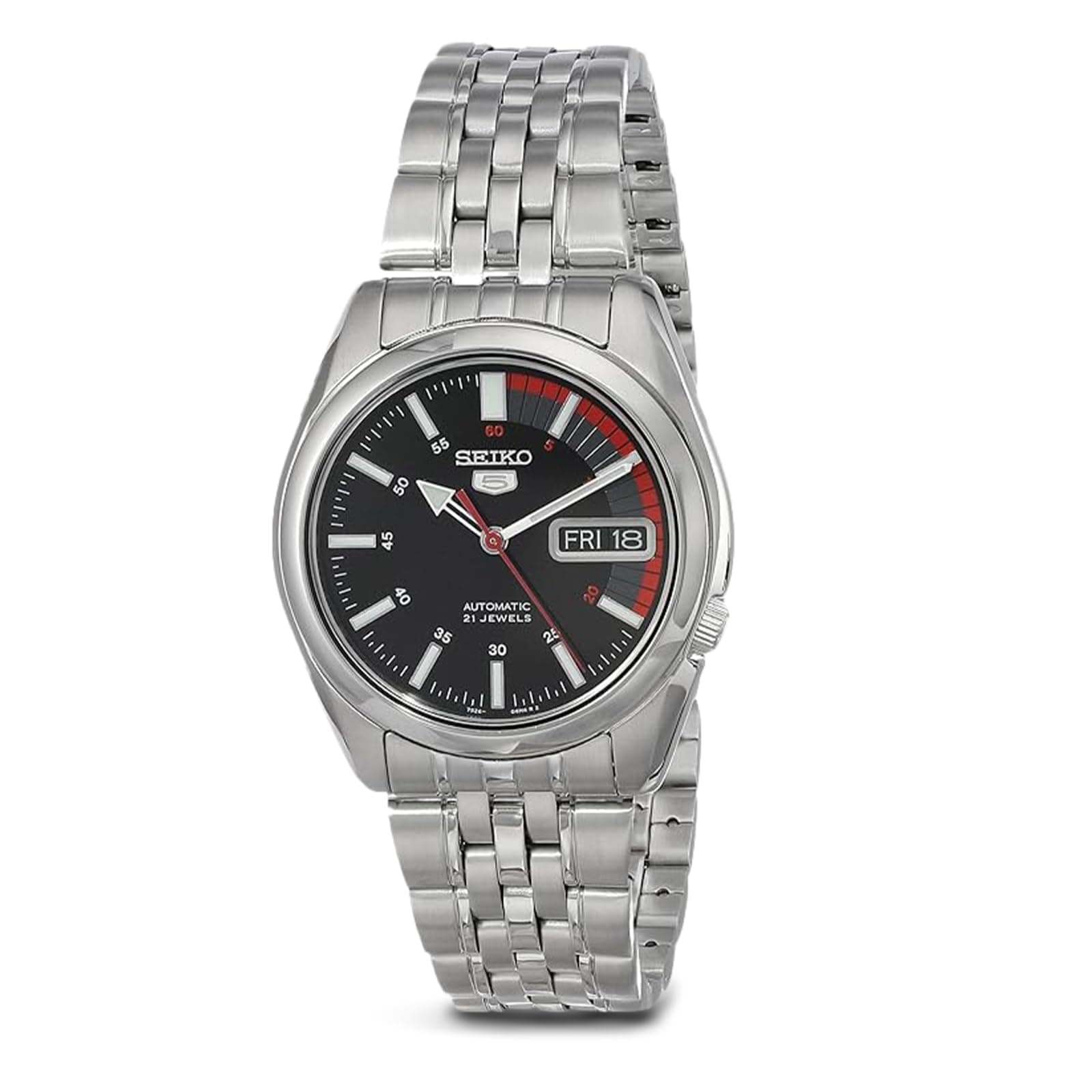 Automatic Watch for Men 5-7S Collection - with Day/Date Calendar, Luminous Hands, Stainless Steel Case & Bracelet