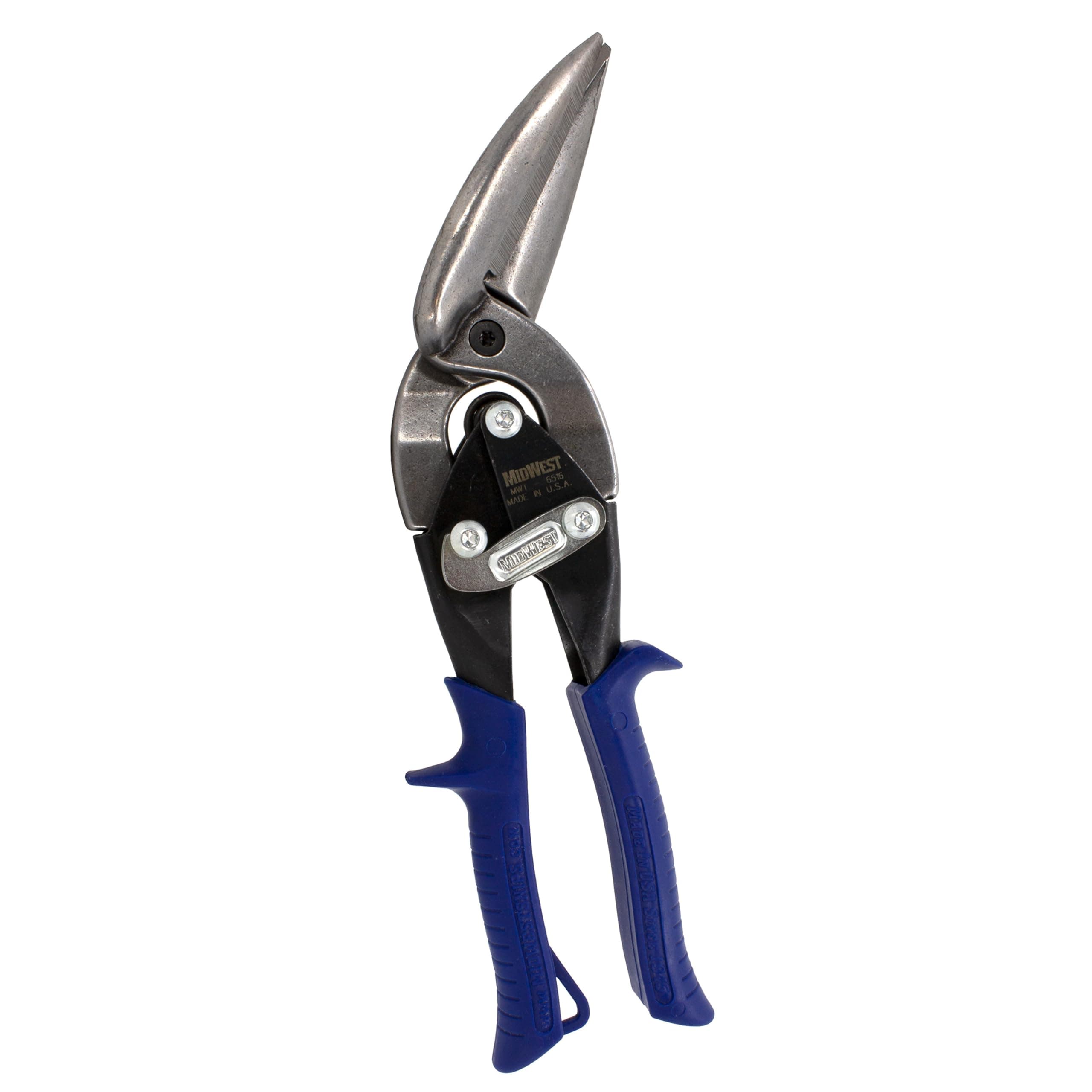 MIDWEST Power Cutters Long Cut Snip - Straight Cut Offset Tin Cutting Shears with Forged Blade & KUSH'N-POWER Comfort Grips - MWT-6516