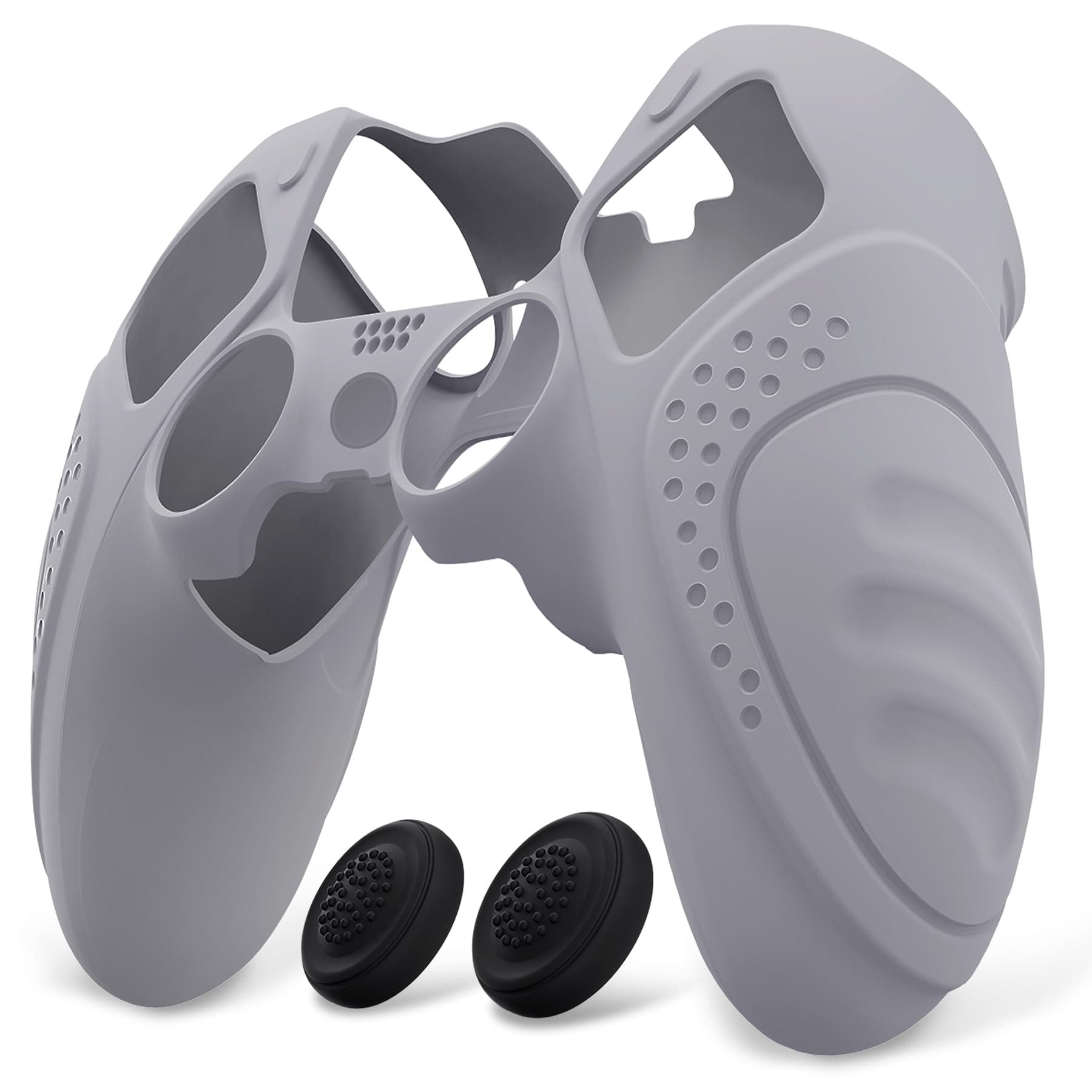 PlayVital PS5 Edge Controller Compatible Non-slip Silicone Cover Case, PS5 Edge Wireless Controller Soft Rubber Protector Skin with Thumb Grip Cap. [Guardian Edition - Gray]