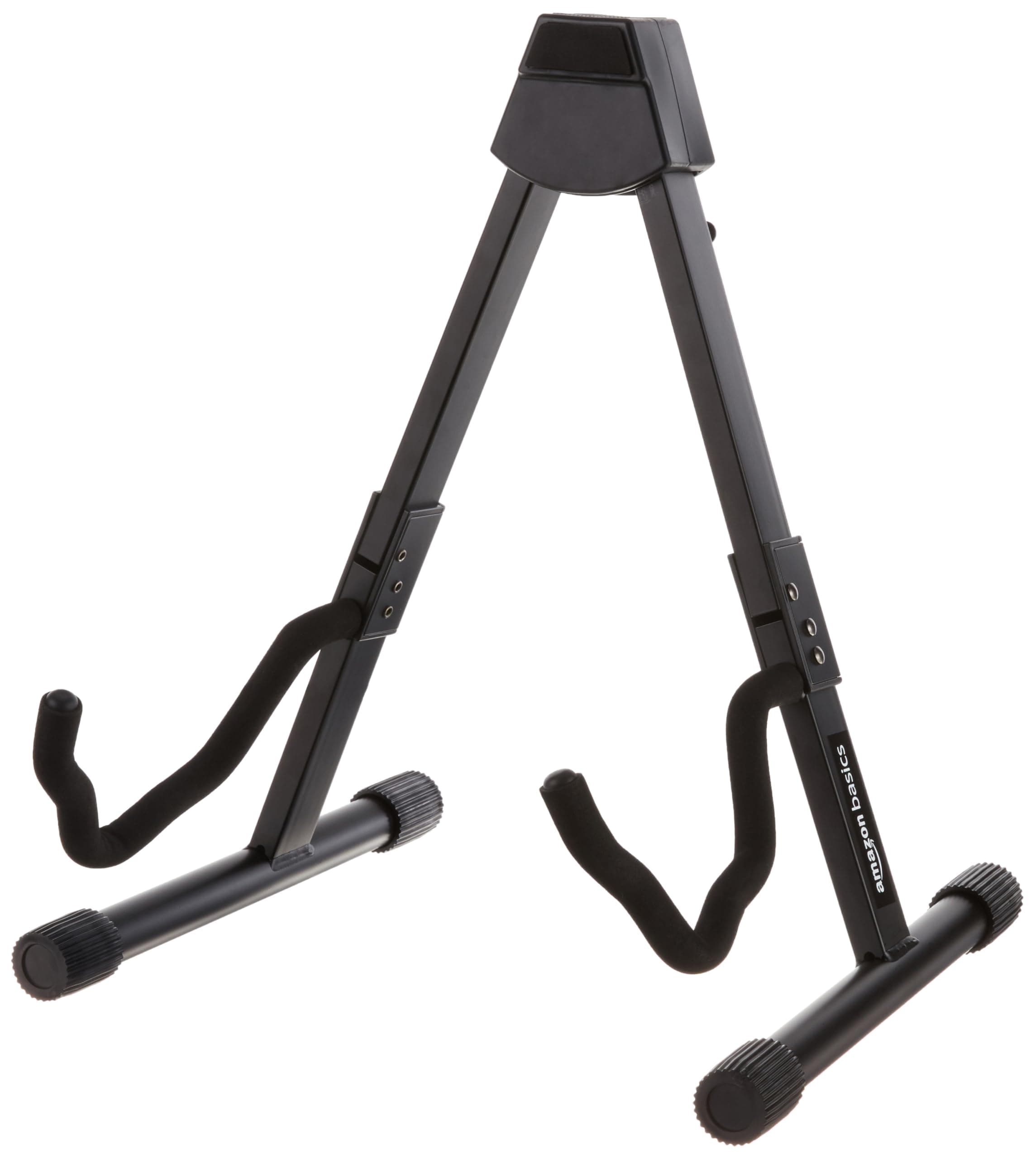 Amazon Basics Portable Adjustable Folding Guitar Stand for Electric and Acoustic Guitars, A-shape, Fully Assembled with Padded Foam, Black, 8.66 x 15.16 x 3.74 inches