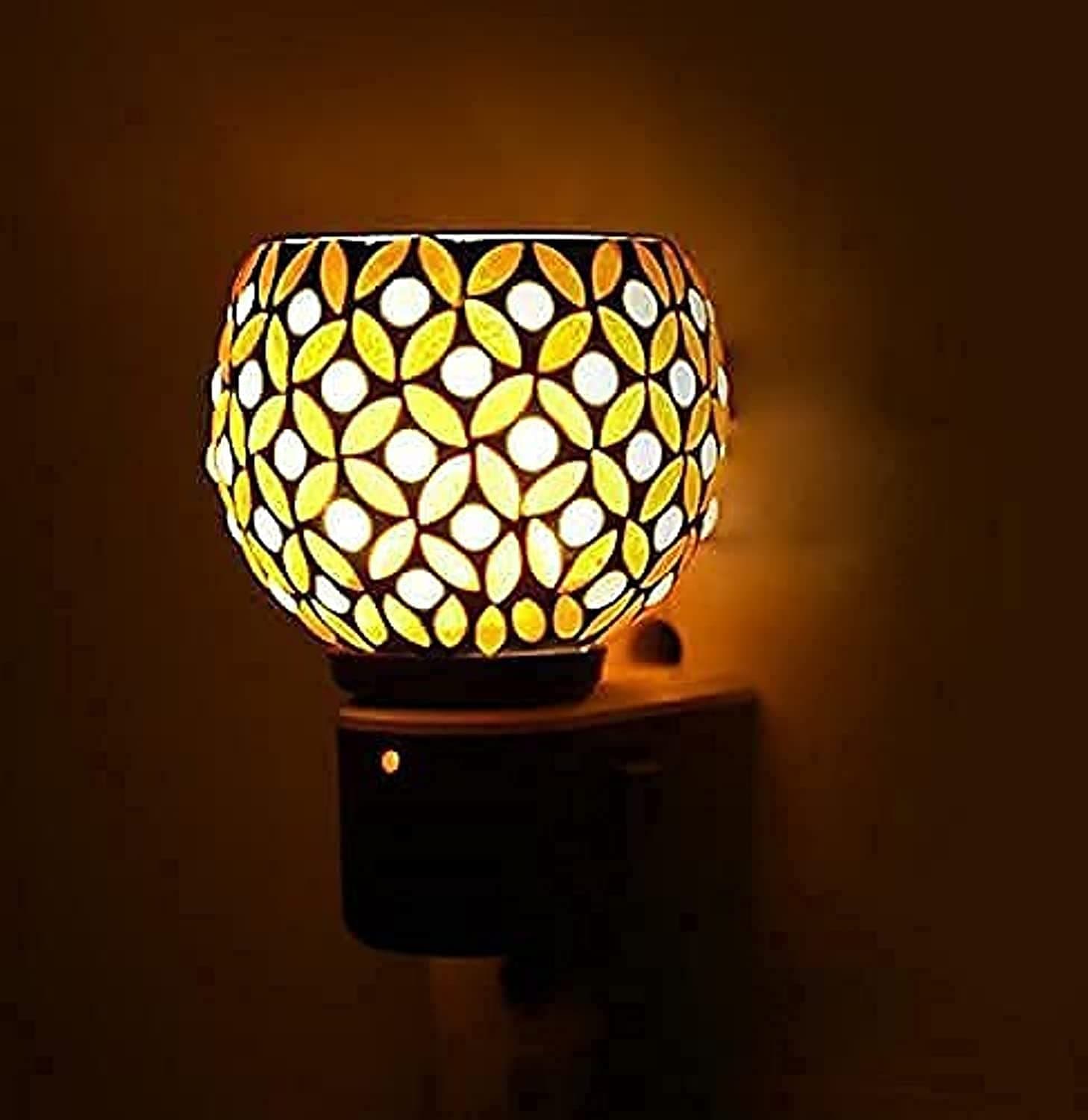 Kapur Dani Electrical Camphor Diffuser. Glass Kapoor Dhani & Essential Oil Diffuser with On Off Switch to Toggle Between Burner & Lamp (Blue Star)