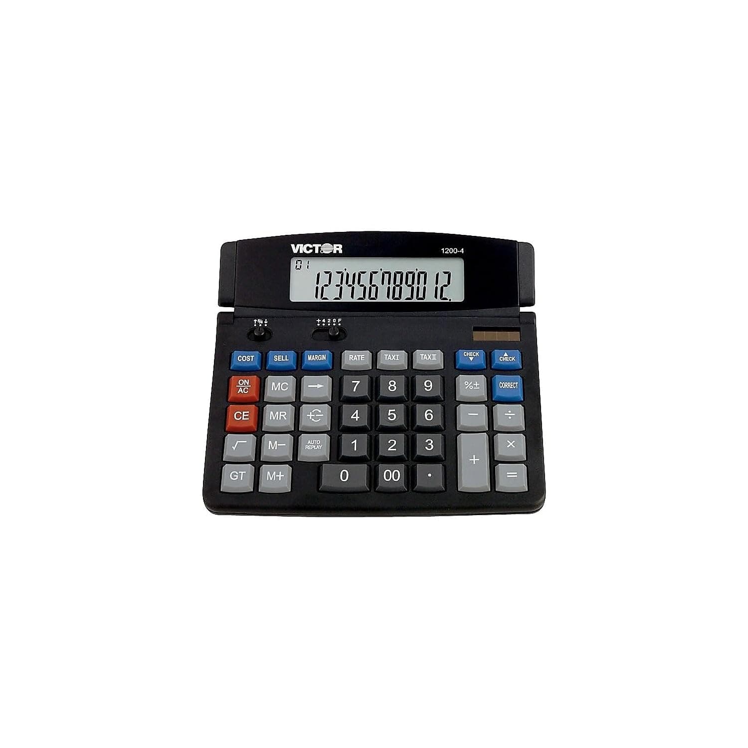 Victor Technology Professional 12-Digit Battery/Solar Powered Basic Calculator, Black (1200-4)