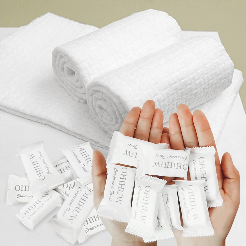 ohihuw Disposable Towel Thicker Style Magic Compressed Towel Large Size Coin Tissue Portable Washcloth Reusable for Travel Camping Hiking Outdoor Sports Beauty Salon