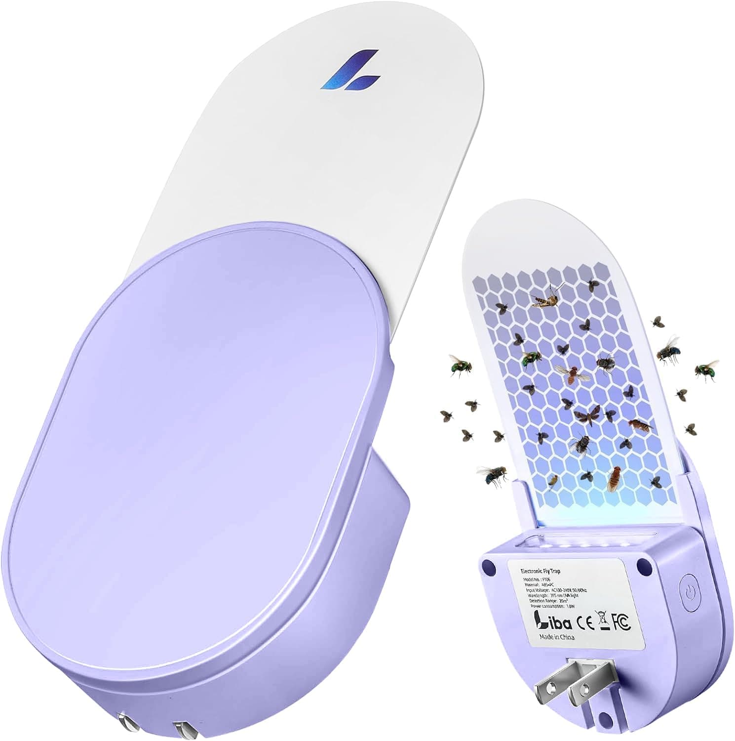 LiBaFlying Insect Trap, Fruit Fly Traps for Indoors, Gnat Traps for House Bug Light Trap Indoor for Fruit Flies, Moths, Gnats, Fly Trap Indoor with 3 Refill Glue Cards for Home Office, Purple