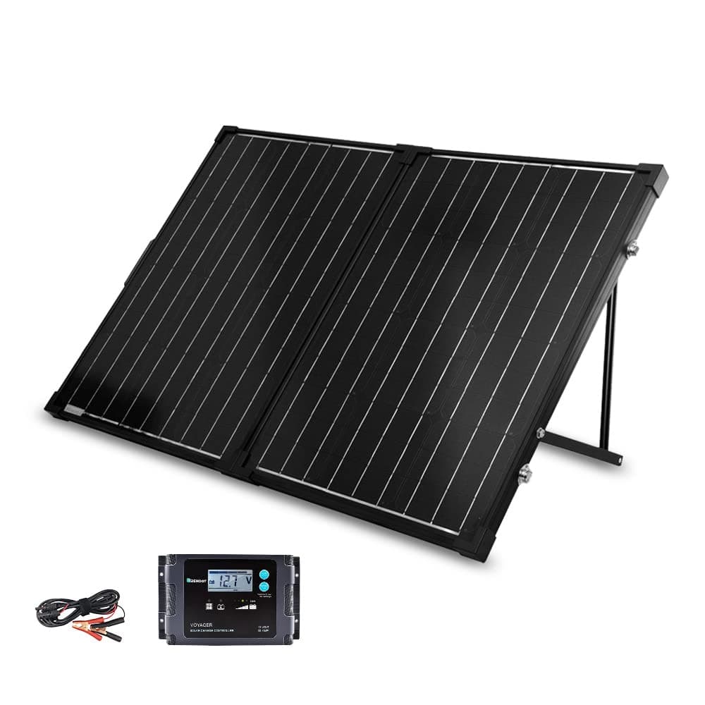 100 Watt 12 Volt Portable Solar Panel with Waterproof 20A Charger Controller Foldable 100W Solar Suitcase with Adjustable Kickstand for Power Station, 100W Panel-20A Controller, Black
