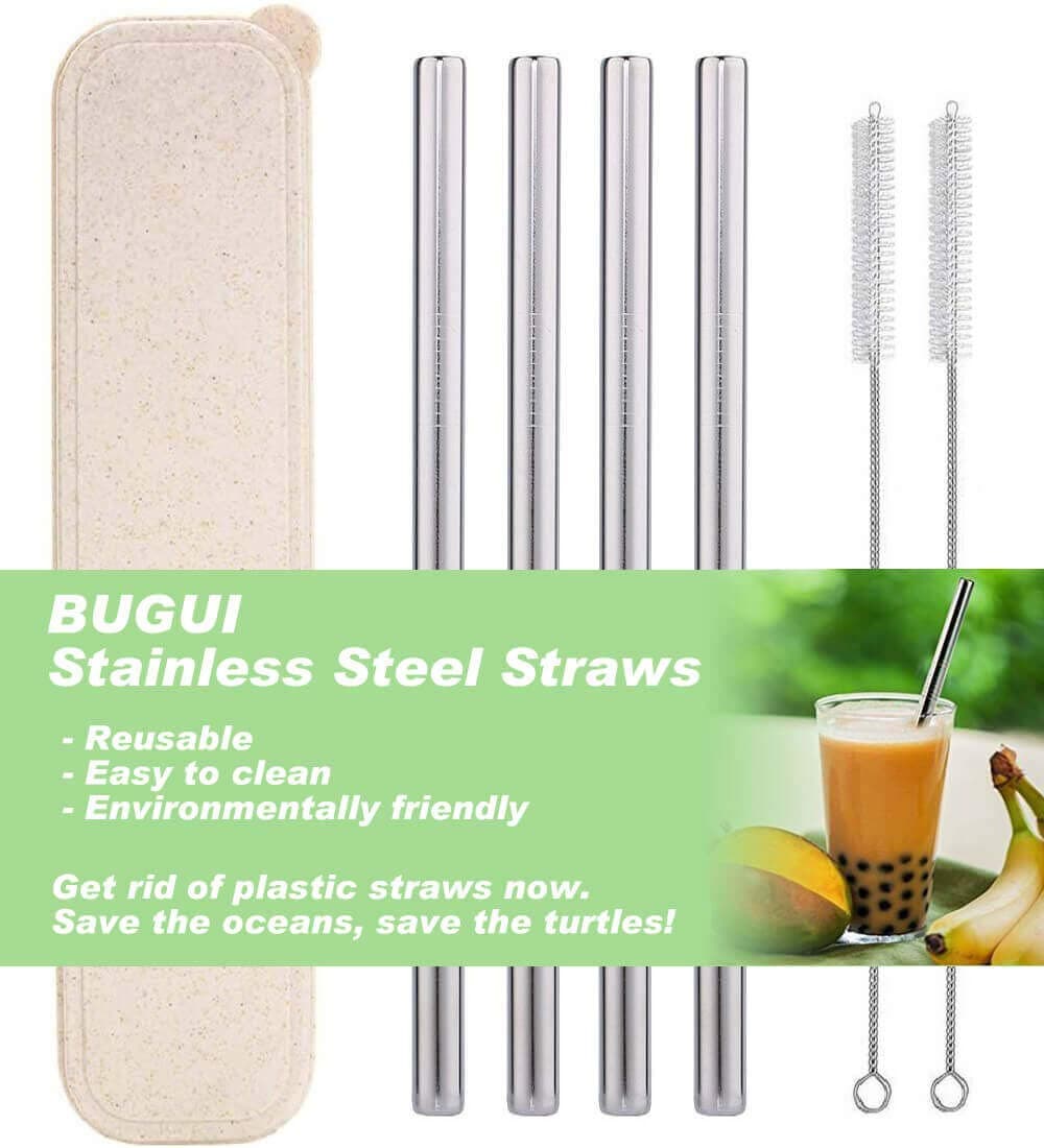 8.5" Metal Smoothie Straws with Case (4 pack)
