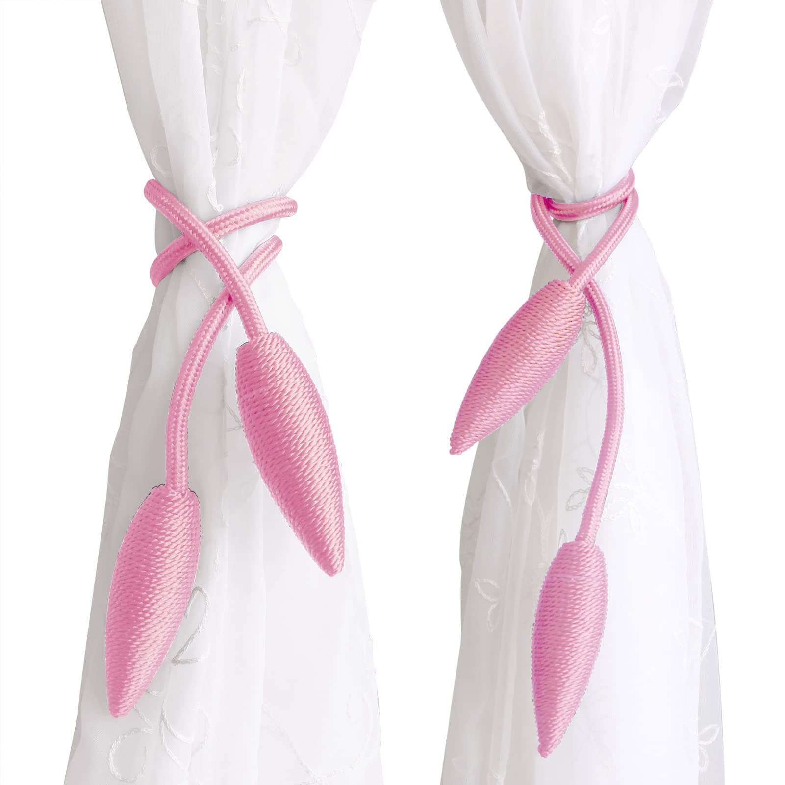 2 Pieces Curtain Tiebacks Clips Creative Window Drape Twist Tie Backs European Style Custom Made Curtain Holders Decorative Draperies Holdbacks, Pink