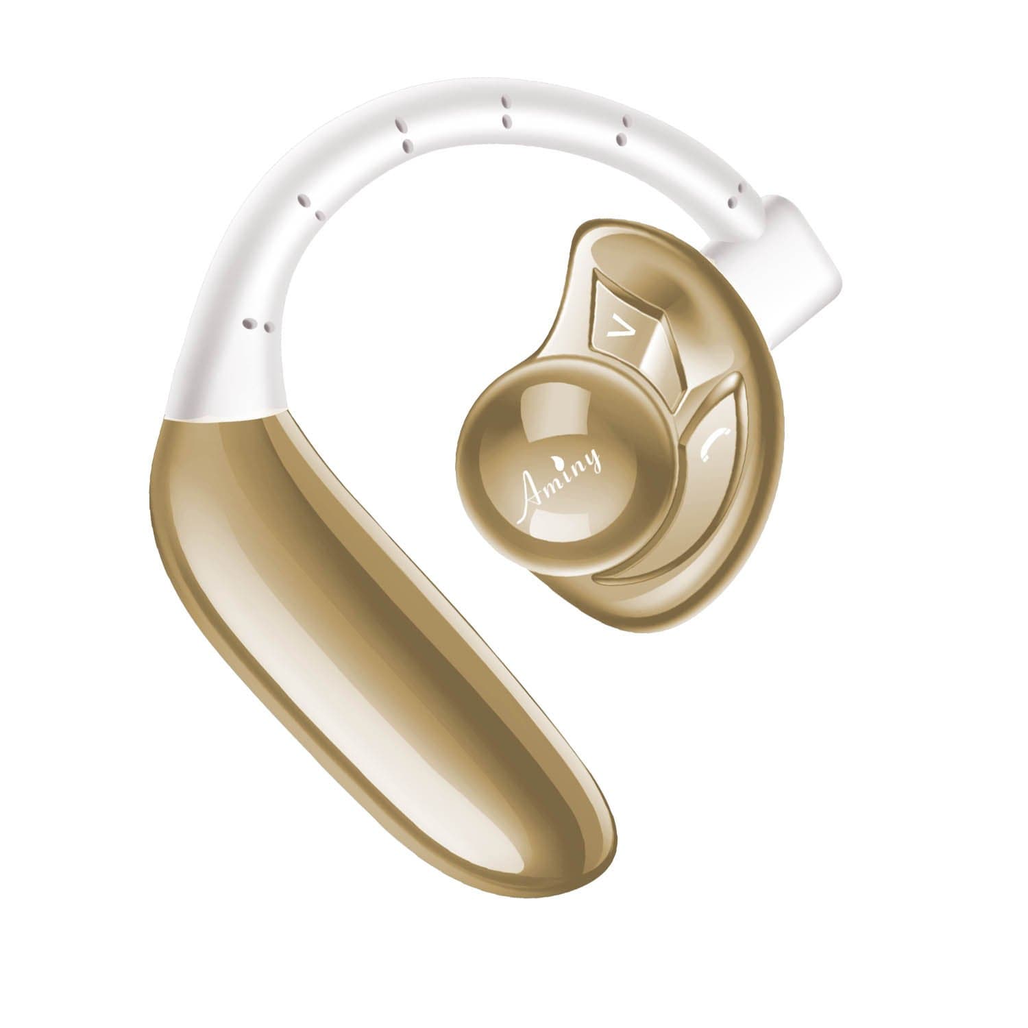 Aminy Bluetooth Headset UFO with Activate SIRI 200 Hours Standby Time Bluetooth 4.1 Earpiece with Microphone Noise Canceling Wireless Handsfree Headsets for iPhone Android Bluetooth Devices (Gold)