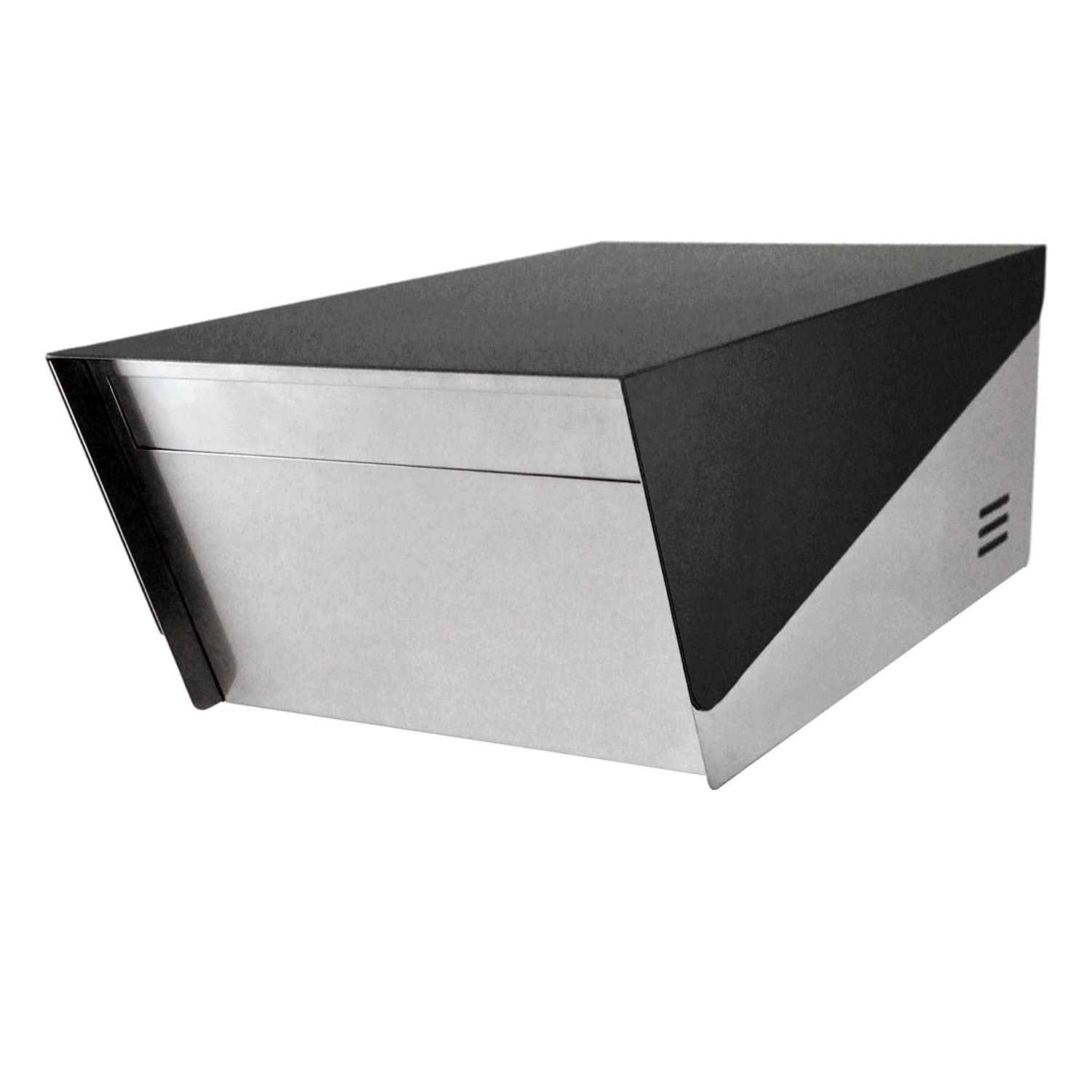 Prime DR - Modern Stainless Steel Post Mount Mailbox with Lock, Mid-Century Double Door Square Mailbox, Waterproof Outdoor Letterbox for House, 19" x 11" x 7", Rear Access, Black