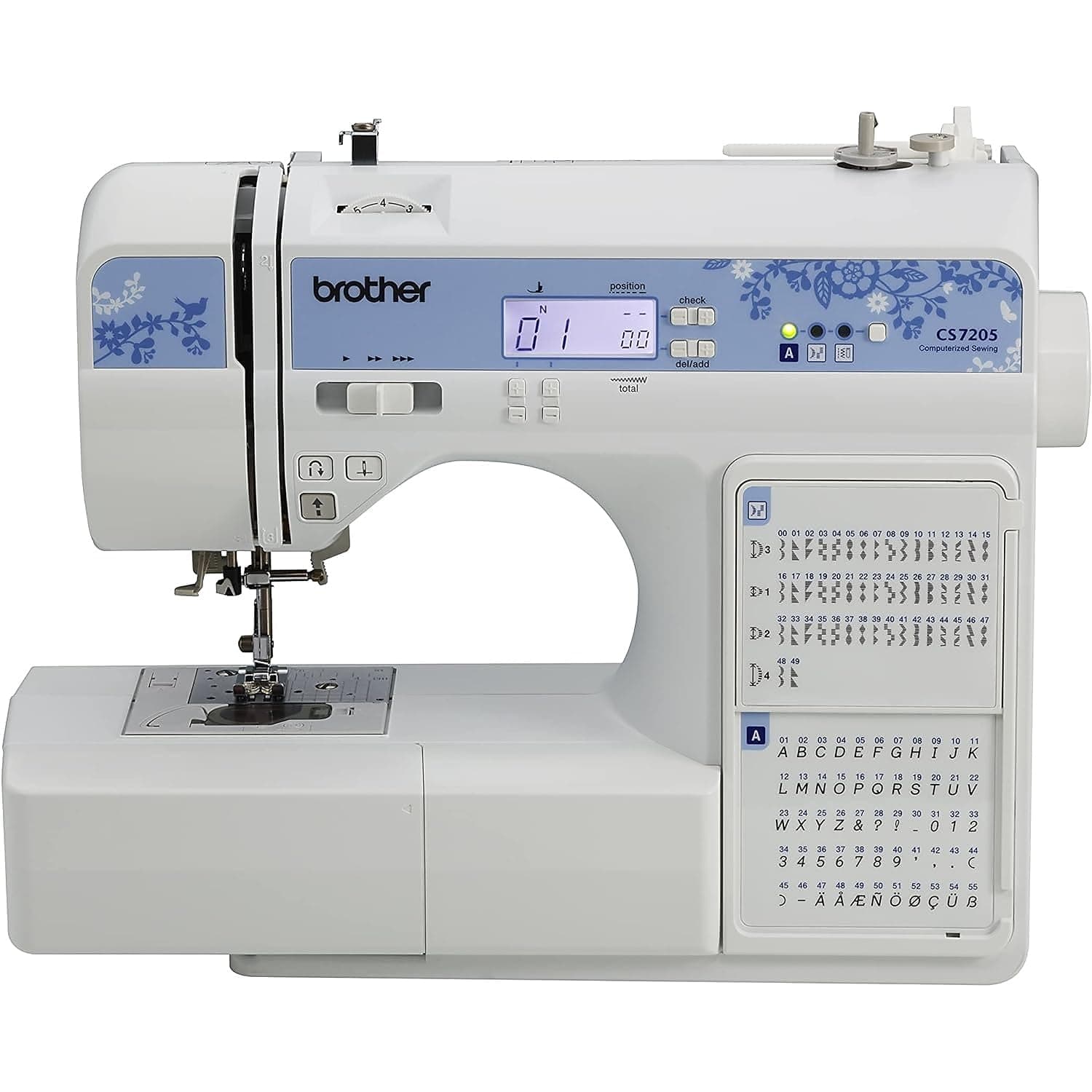 CS7205 Computerized Machine, 150 Built Stitches, 1 Font, Wide Table, 11 Sewing Feet, White