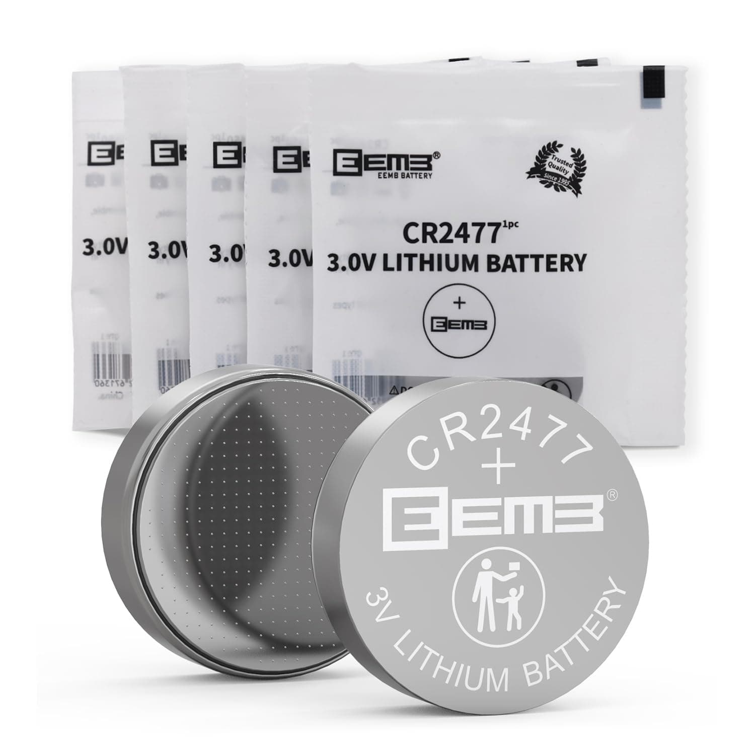 EEMB 5 Pack CR2477 Battery 3V Lithium Battery Button Coin Cell Batteries 2477 Batteries DL2477, ECR2477 for Ecobee smart sensor,Electronic Candle, Light, Remote Control, Key Fob, Alarm, Contact Sensor