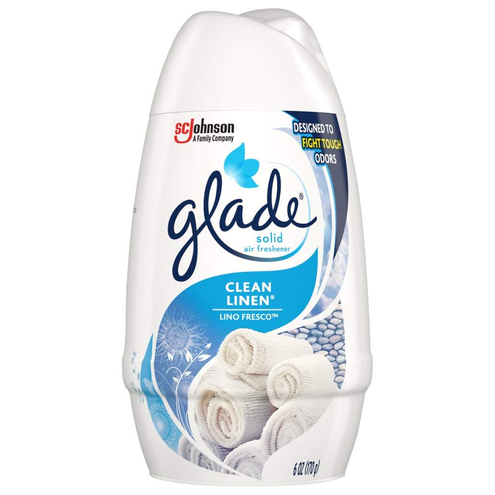 Glade Solid Air Freshener, Deodorizer for Home and Bathroom, Clean Linen, 6 Oz